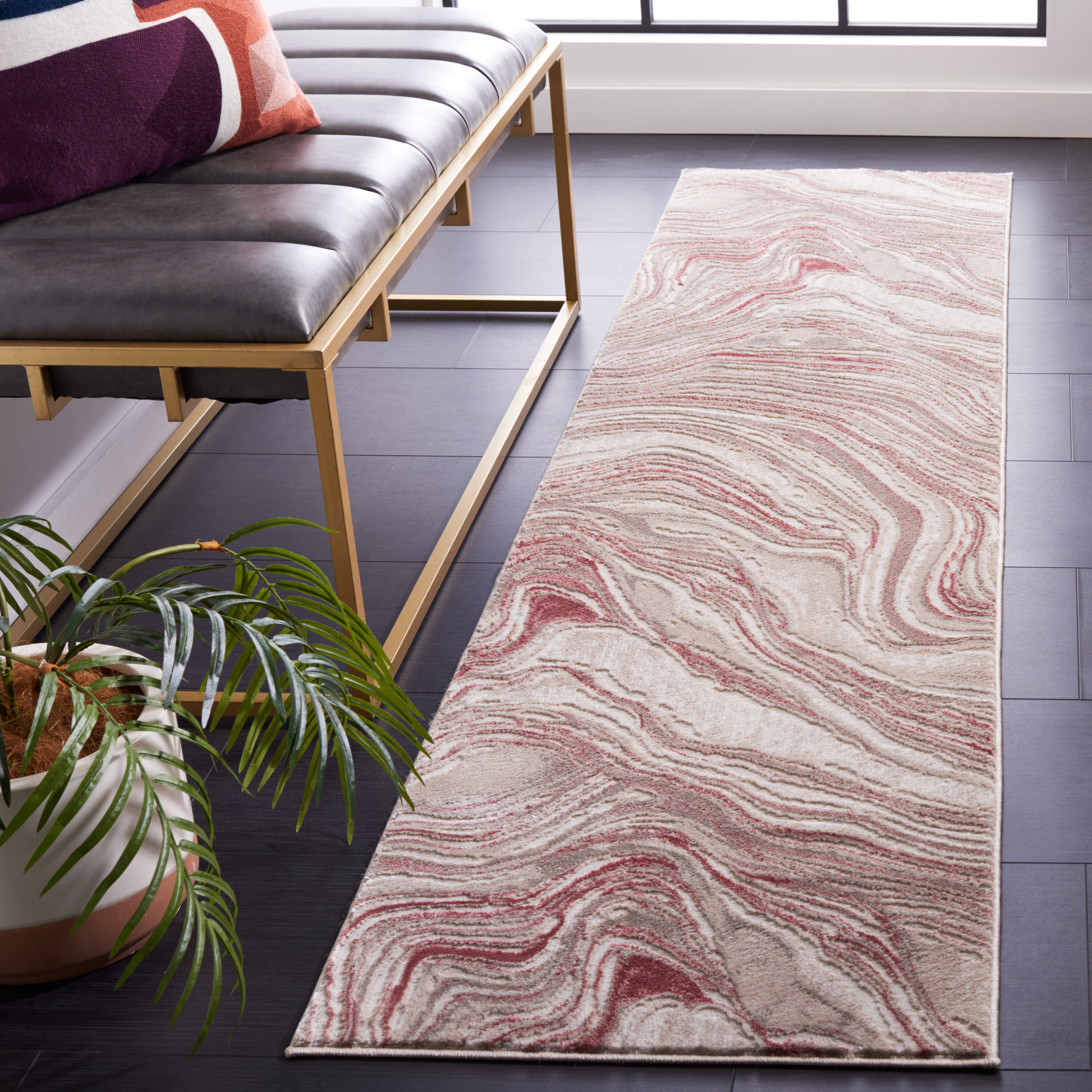 Meadow 564U Pink / Beige 2 x 8 Rectangular Runner rug