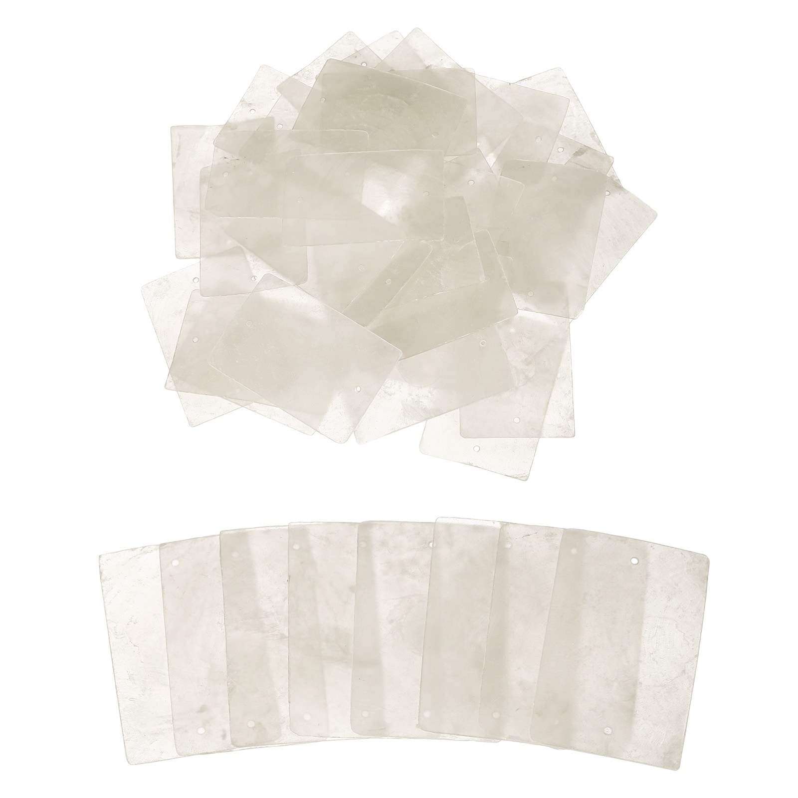 Unique Bargains - 20pcs Capiz Shells 40 mm x 60 mm Natural White Square Mica Sheets with Two Hole...