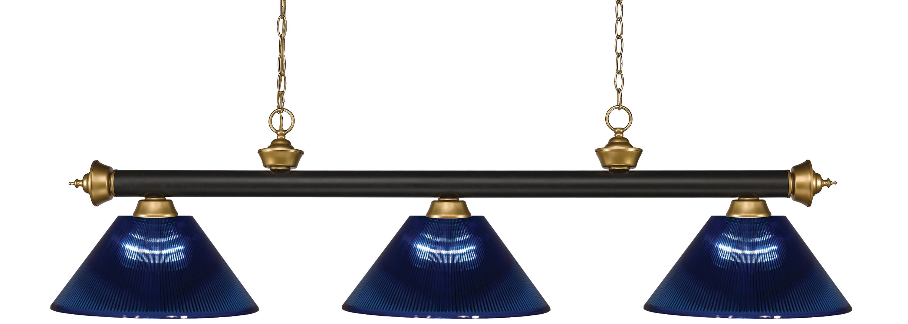Z-Lite 200-3BRZ+SG-ARDB Riviera Bronze + Satin Gold Incandescent Medium base (E-26) Pool Table Lighting