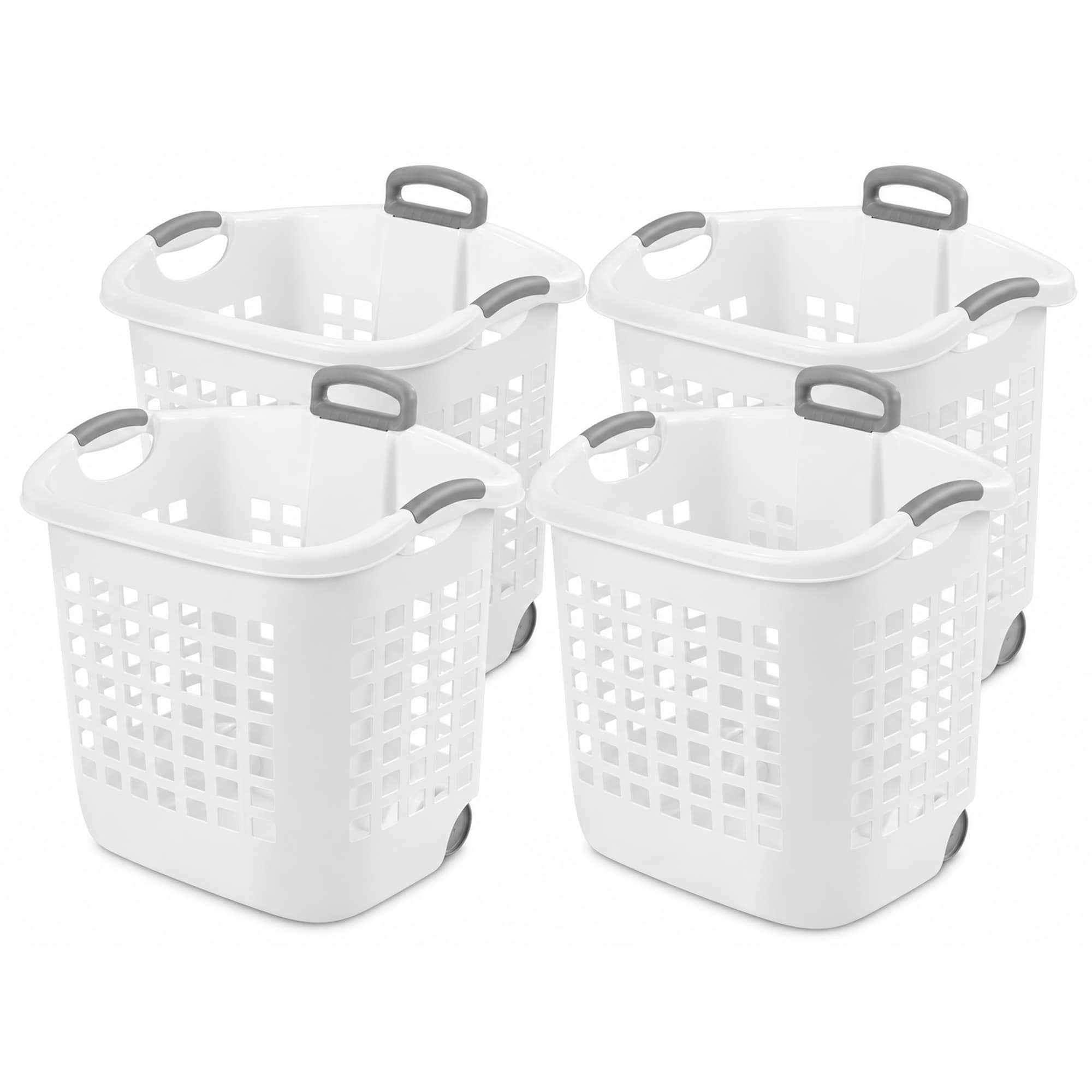 Sterilite  Ultra Wheeled Laundry Basket 1.75 Bushel Hamper with Handles 4 Pack