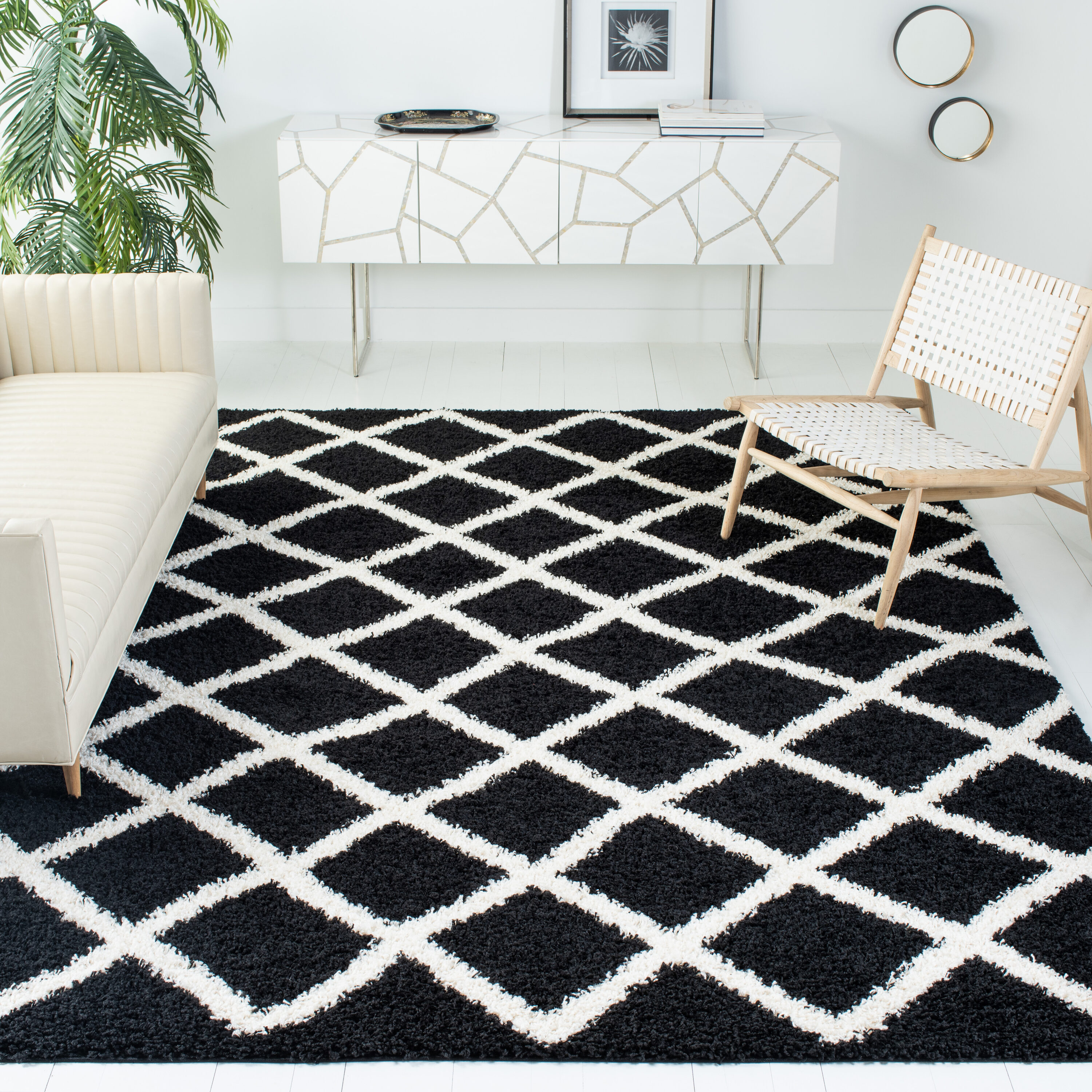 Safavieh - Dallas Shag 258Z Black Ivory 6ft x 9ft