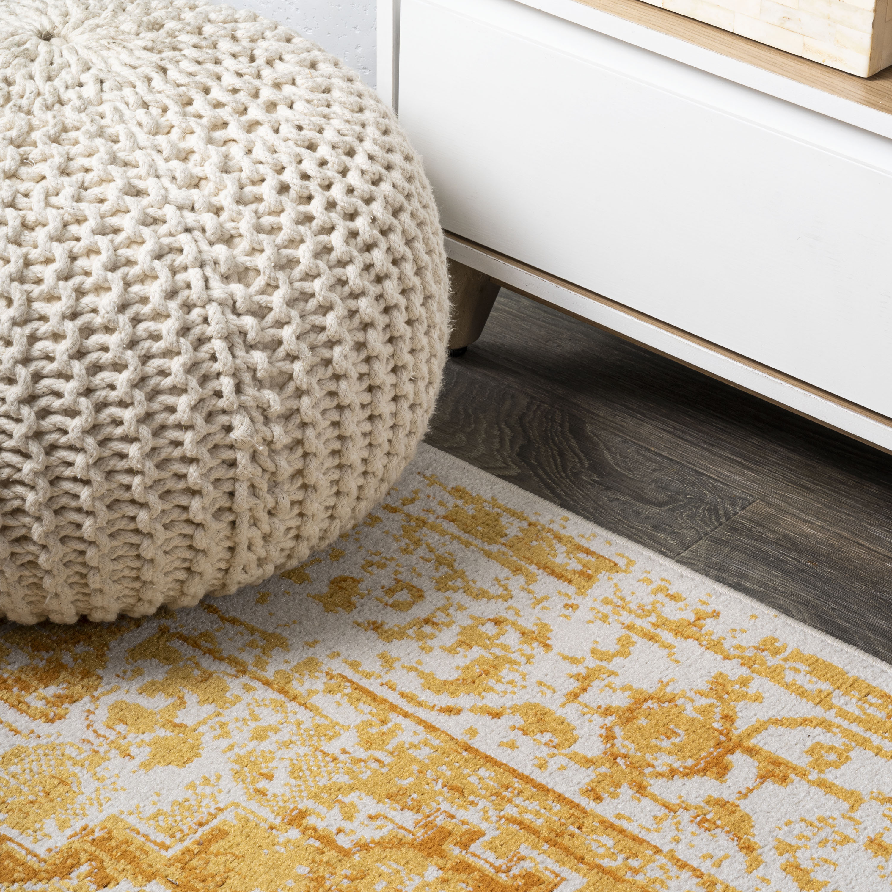 Audrey Ivory and Orange Medallion Bohemian Area Rug
