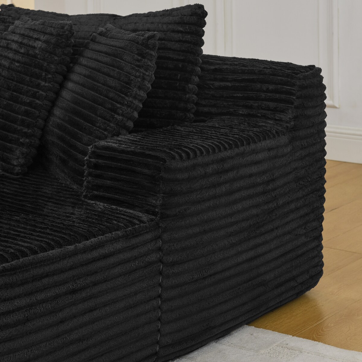Streamdale Furniture Streamdale Black velvet two-seater lazy sofa
