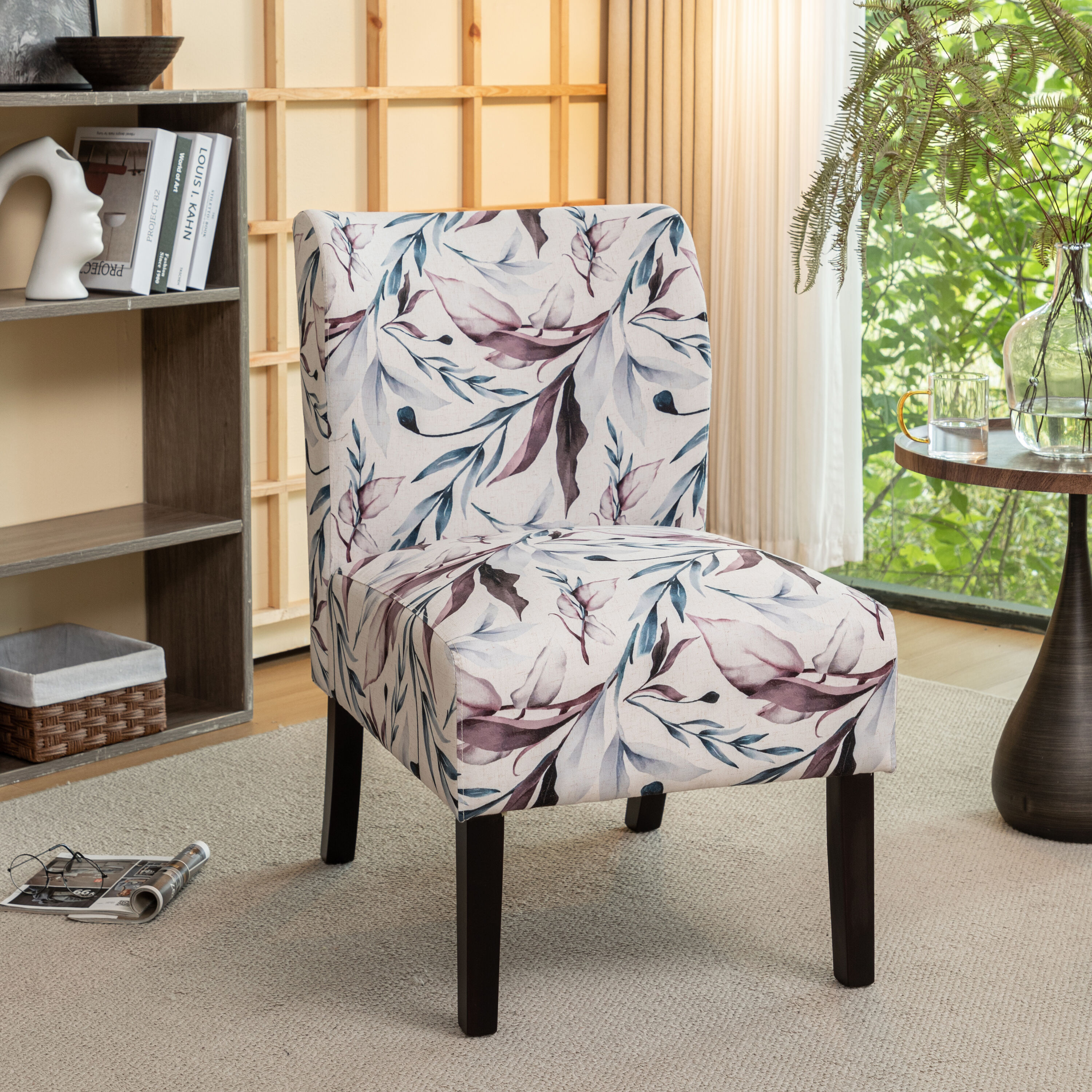 Roundhill Furniture AC118PL Capa Modern Purple Woven Accent Chair