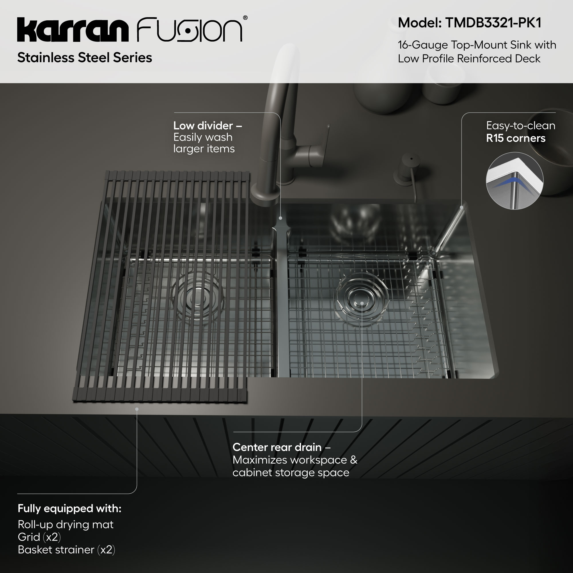 Karran TMDB3321-PK1 Kitchen-Sinks - View #4