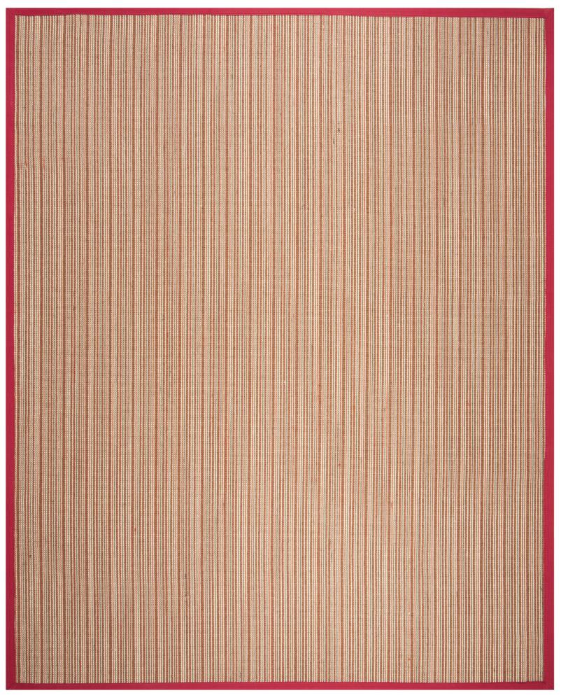 Safavieh NF132B-6 Natural Fiber Bonita 6 x 9 (ft) Loomed Sisal Brown/Red Rectangular Indoor Stripe Area rug