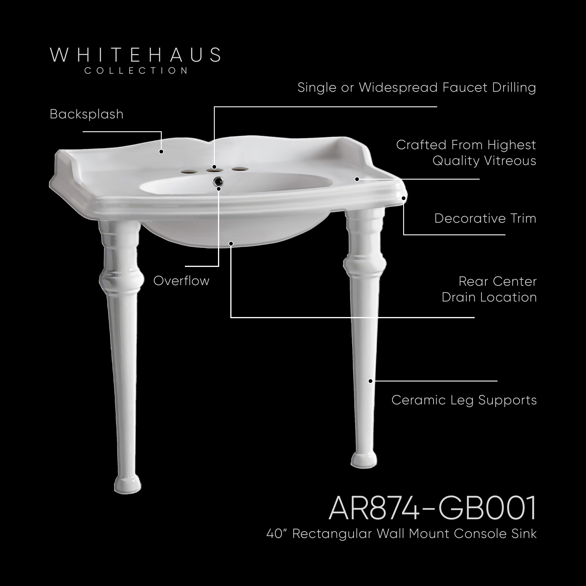 Whitehaus Collection AR874-GB001-3H Bath-Sink - View #4