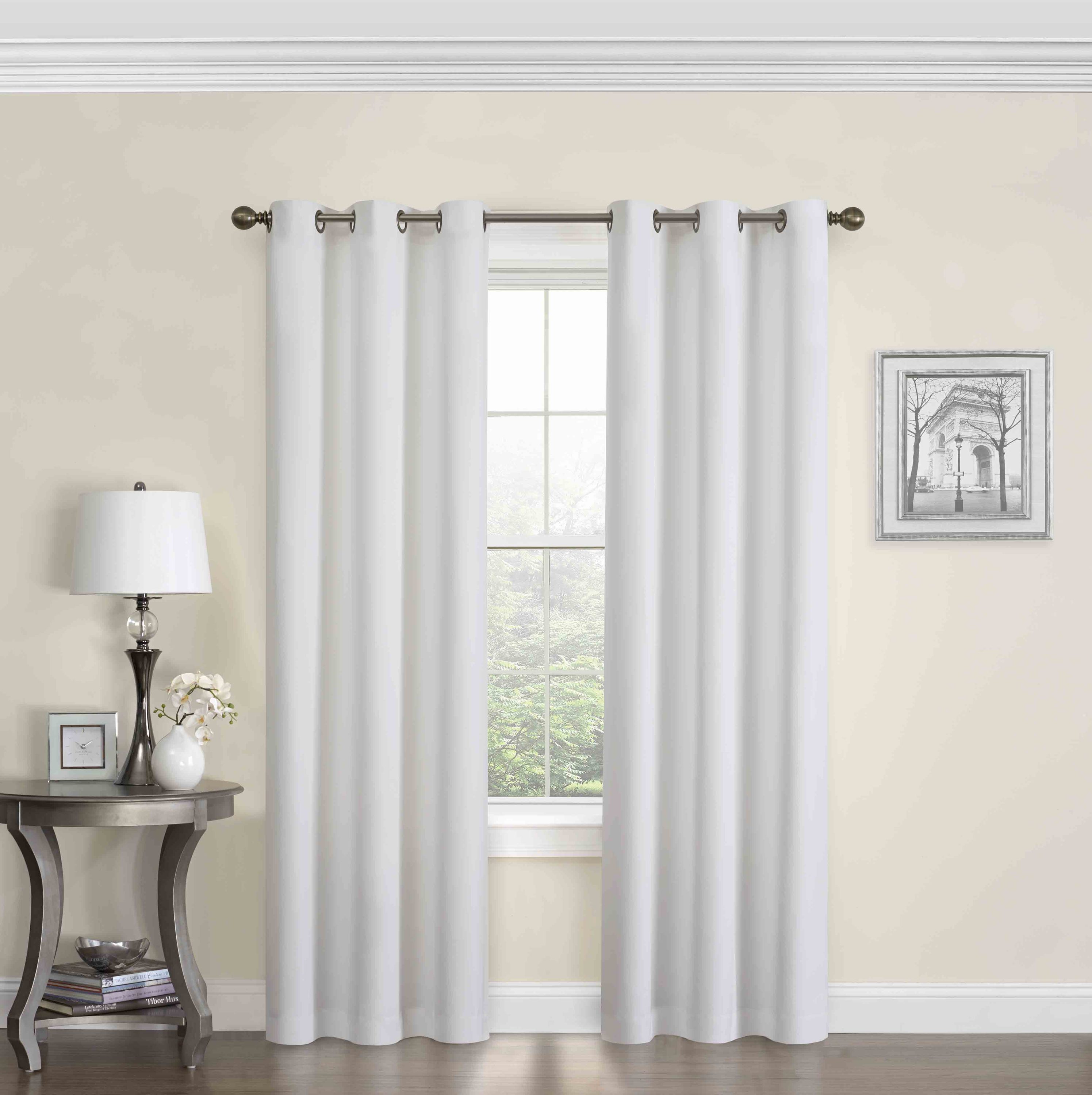 Eclipse 84-in White Polyester Blackout Grommet Single Curtain Panel in ...