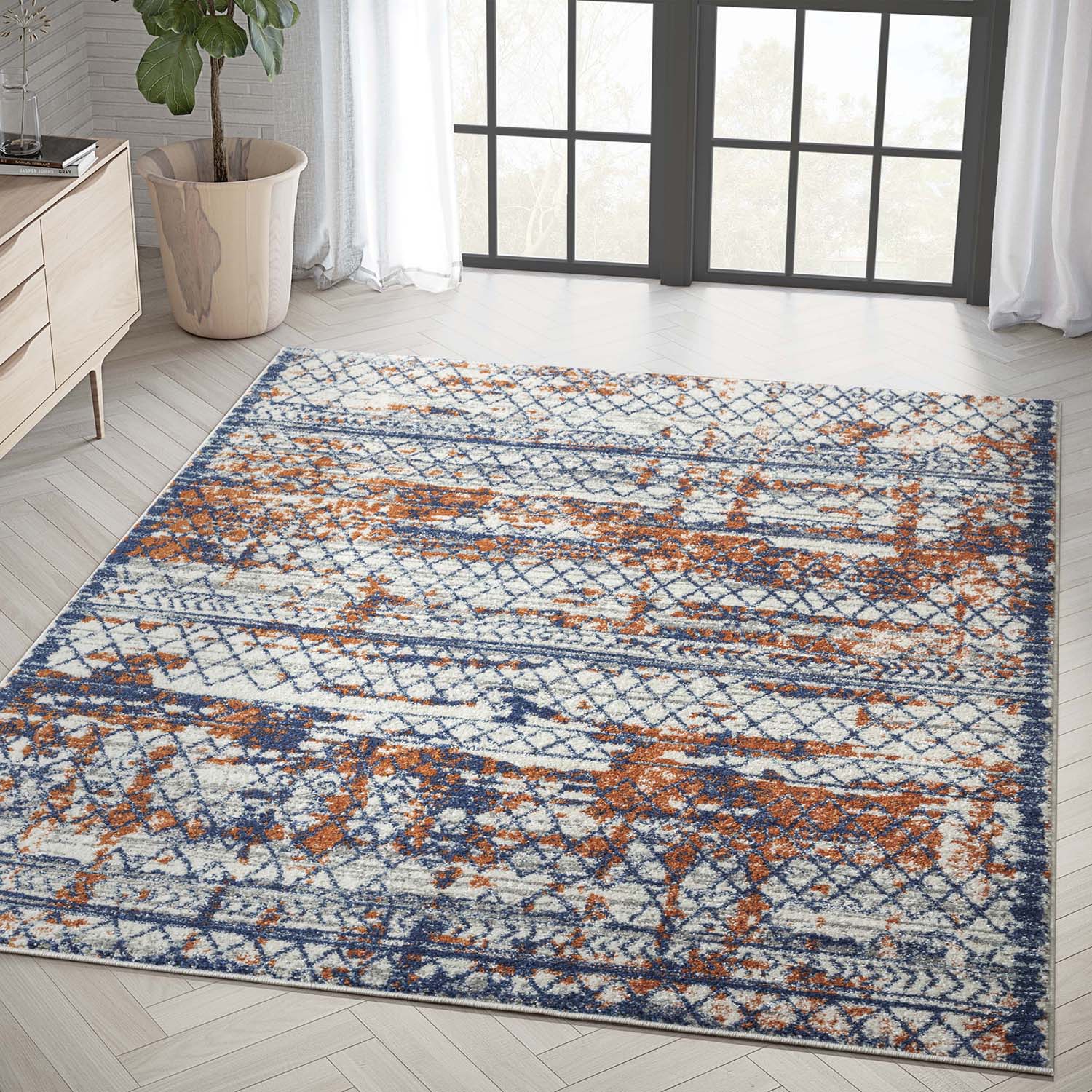 Abani Rugs CAS280A-6 Casa 6 x 9 (ft) Loomed Multi Rectangular Indoor Distressed/Overdyed Machine washable Area rug