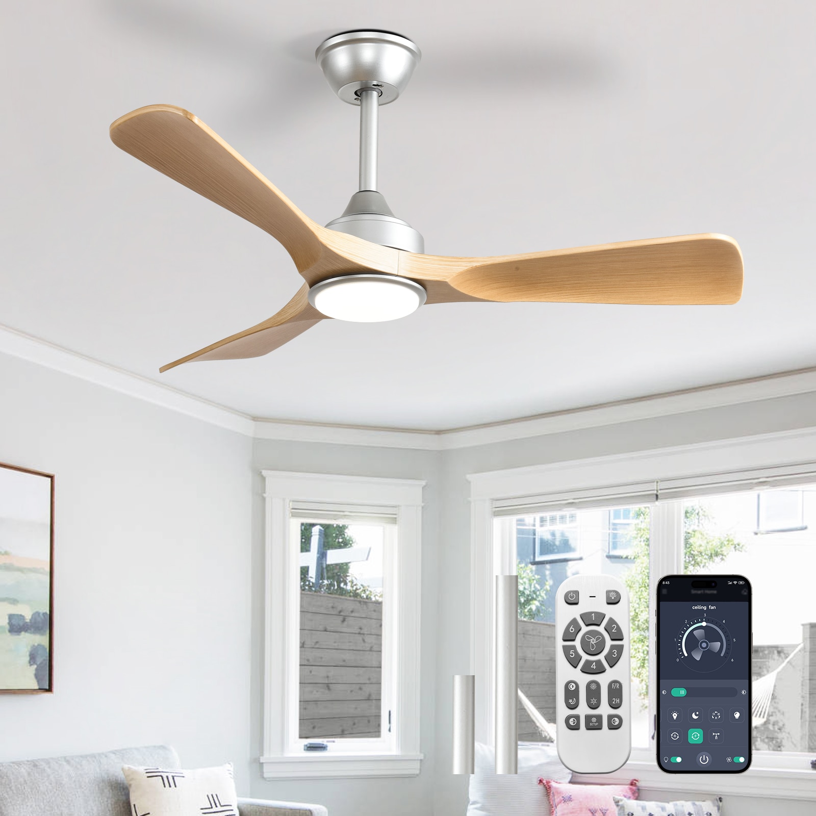 Dovanpaul 42 inch Wood Modern Ceiling Fan with Light and Remote