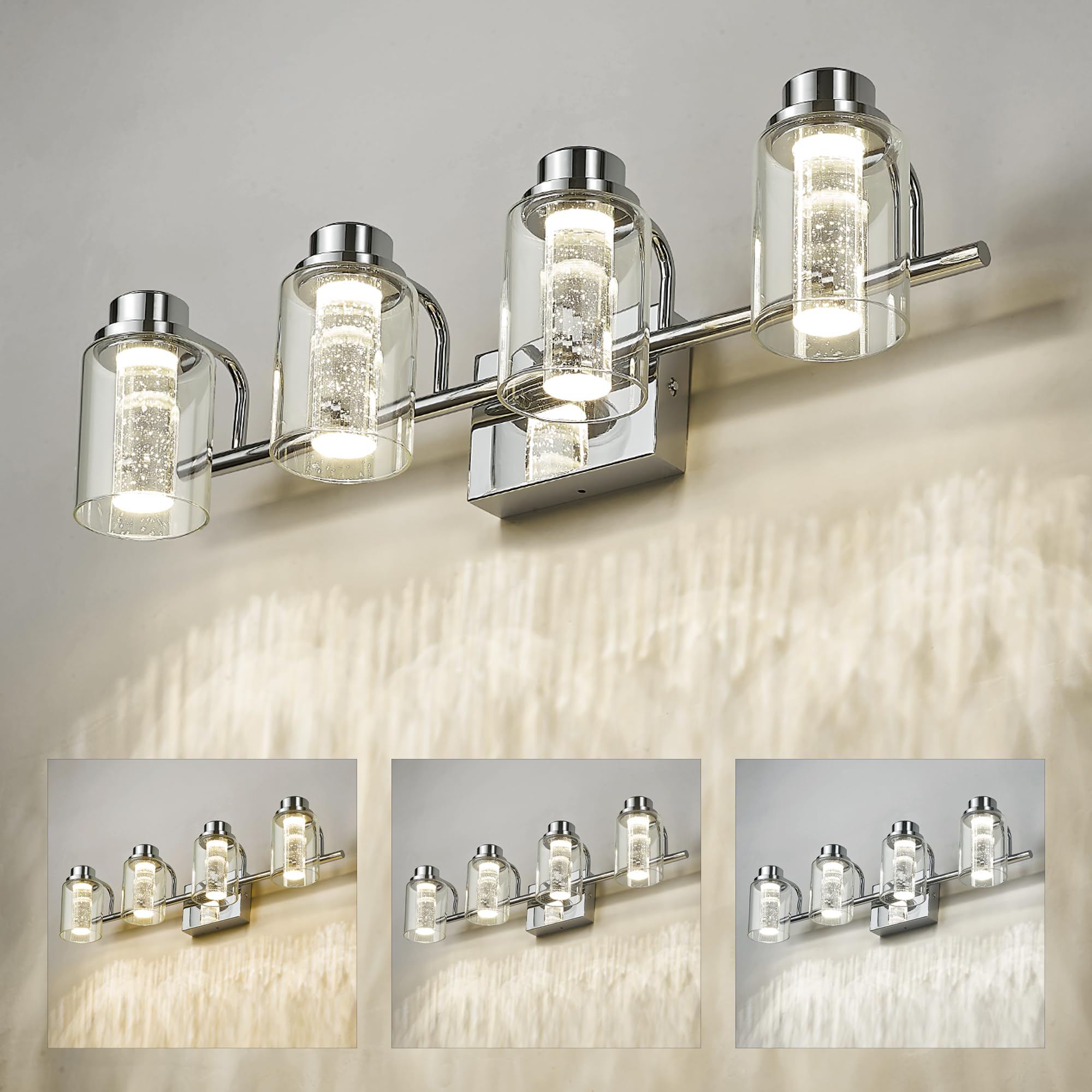 LTMATE LS4FJF69B LED-4W CH JAZAVA 25-in 4 -Light Chrome Integrated LED Farmhouse Vanity light