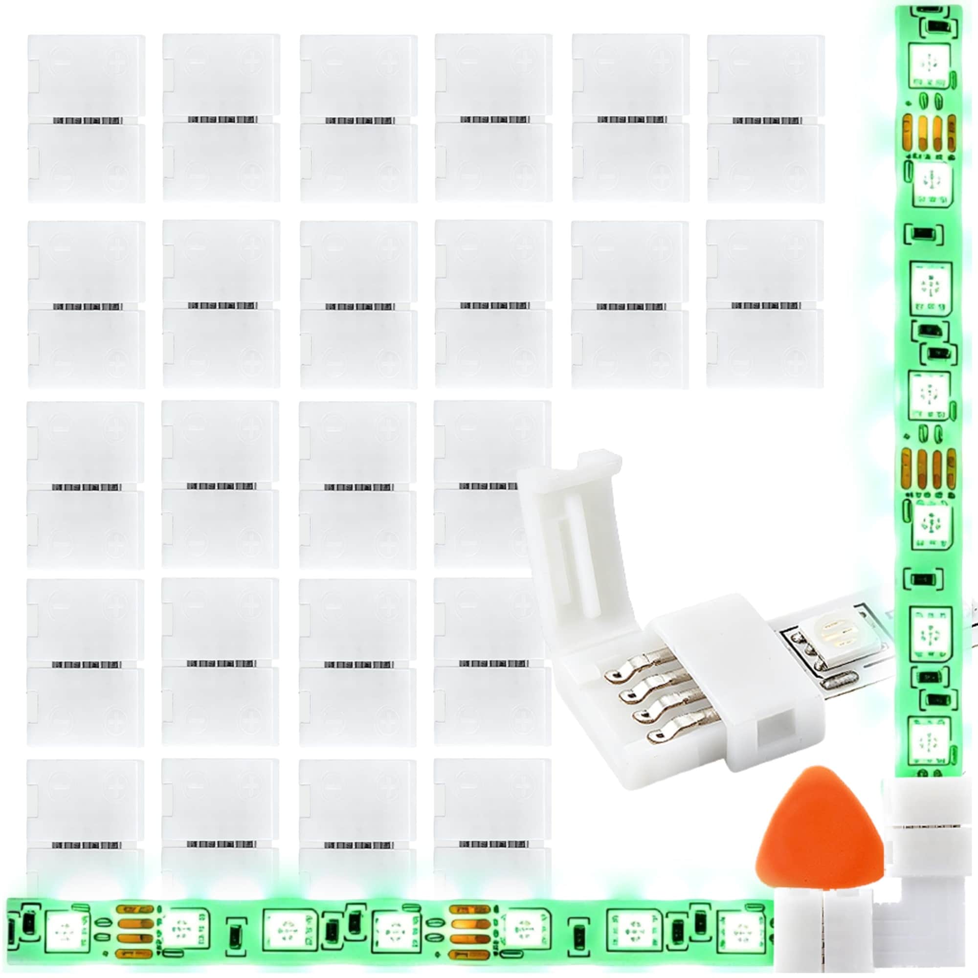 Oyezvary 24 Piece 4 Pin Led Strip Connectors Compatible with 8mm Wide ...