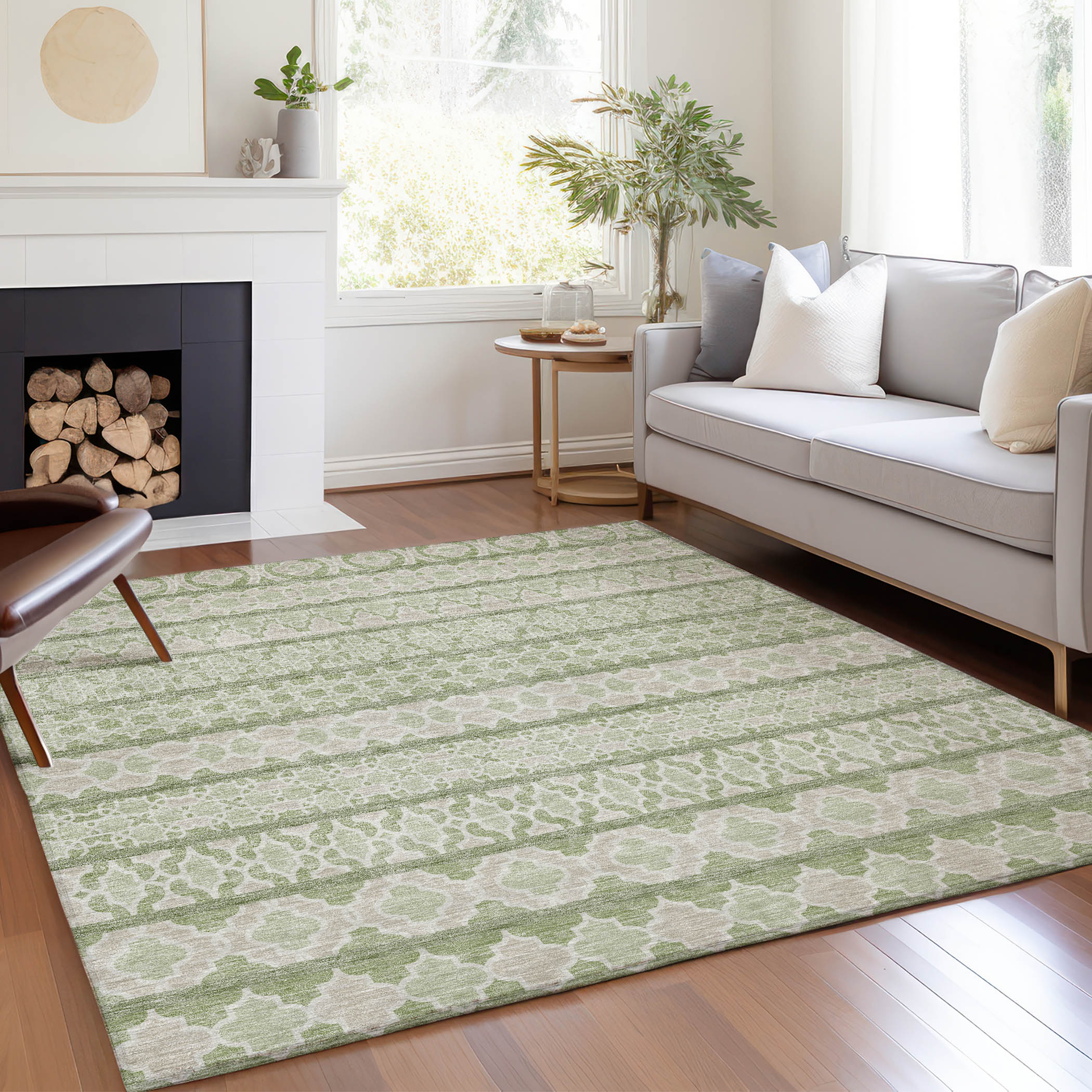 Addison Rugs ACN726AL8X10 Chantille ACN726AL 8 x 10 (ft) Polyester Aloe Rectangular Indoor/Outdoor Geometric Machine washable Area rug