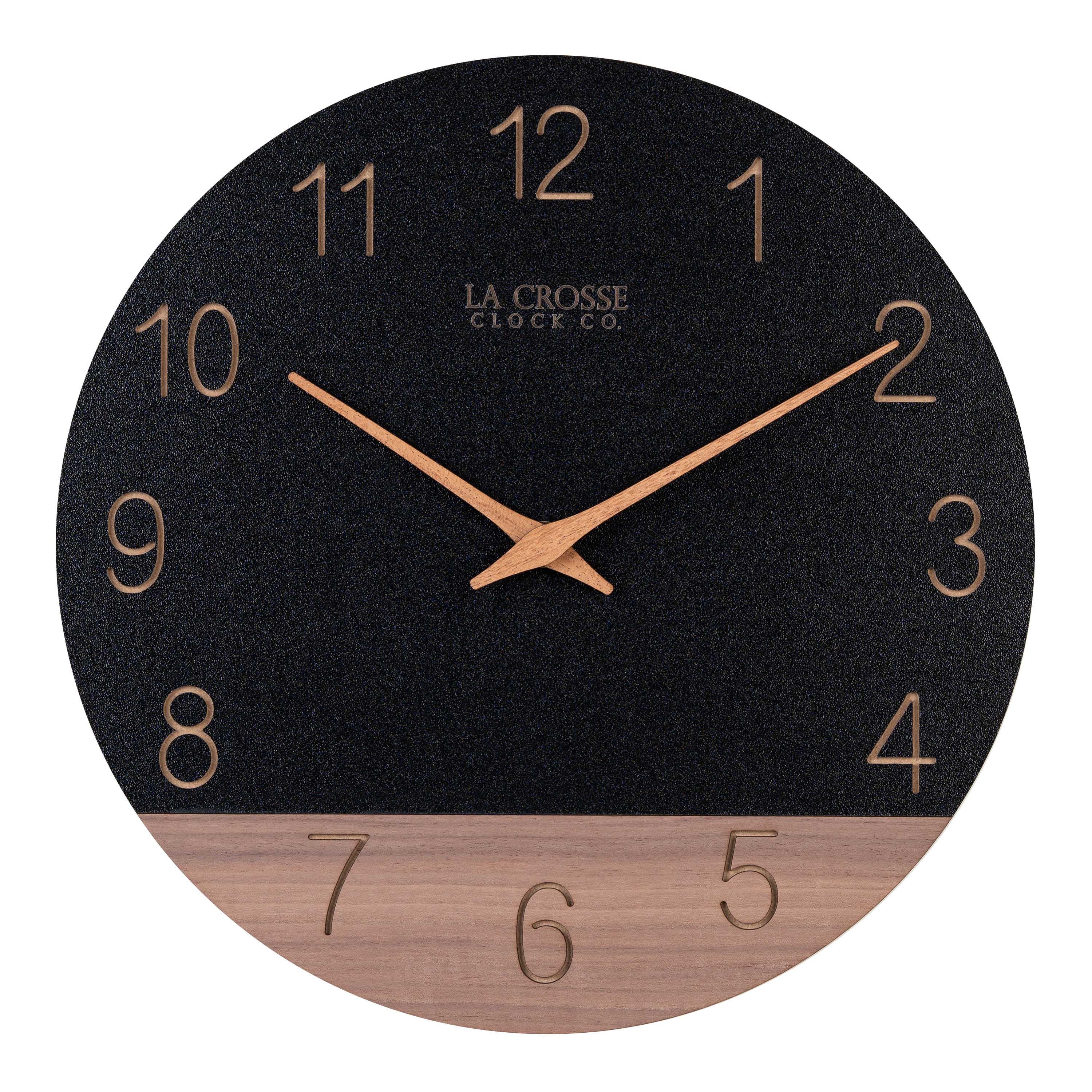 LA CROSSE CLOCK CO 12 inch Dark Sierra Wood Analog Quartz Wall Clock