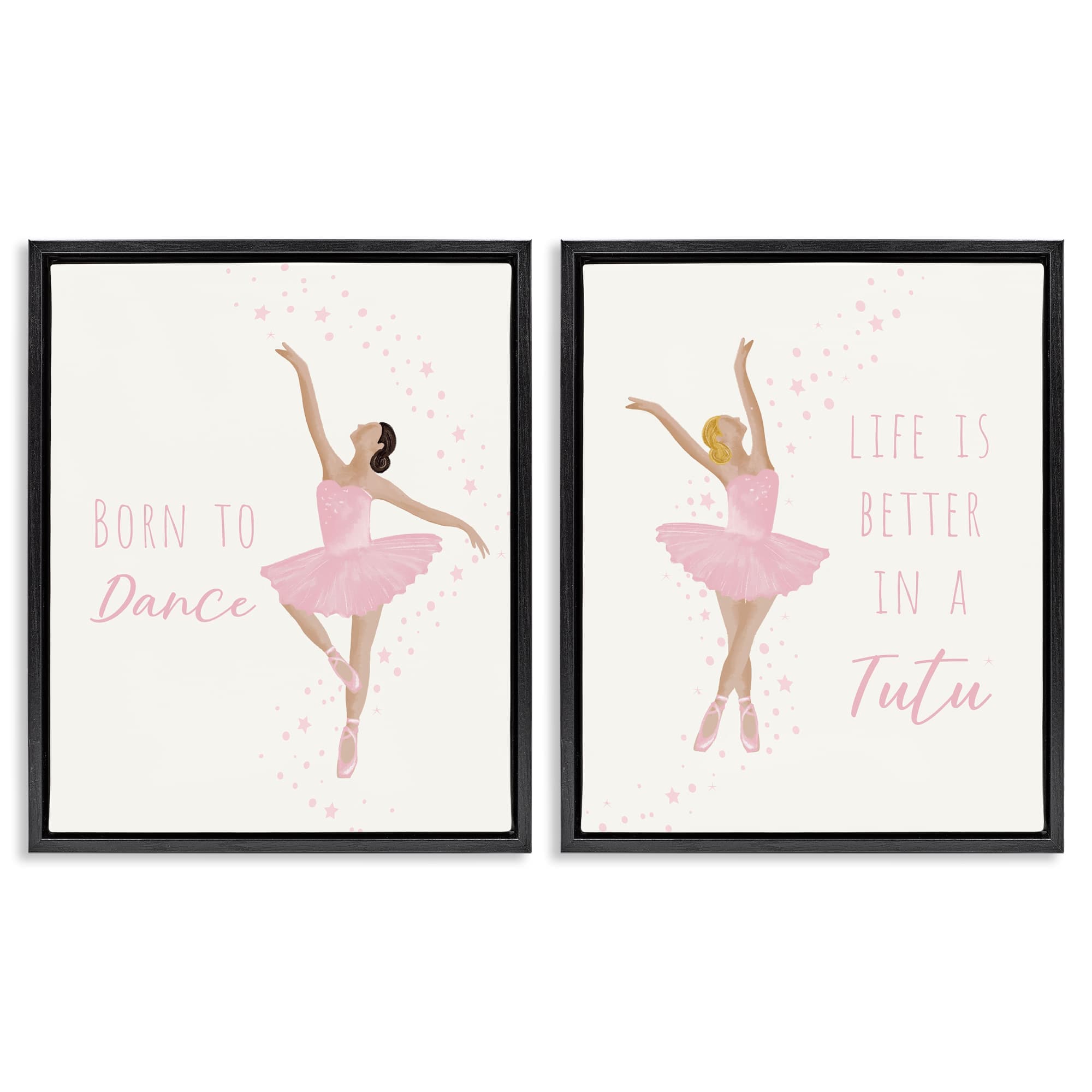 Stupell Industries B2-942-FFB-2PC-24X30 Inspiring Ballerina Sentiments 2pc Floating Frame Set design by Chen Alyesh