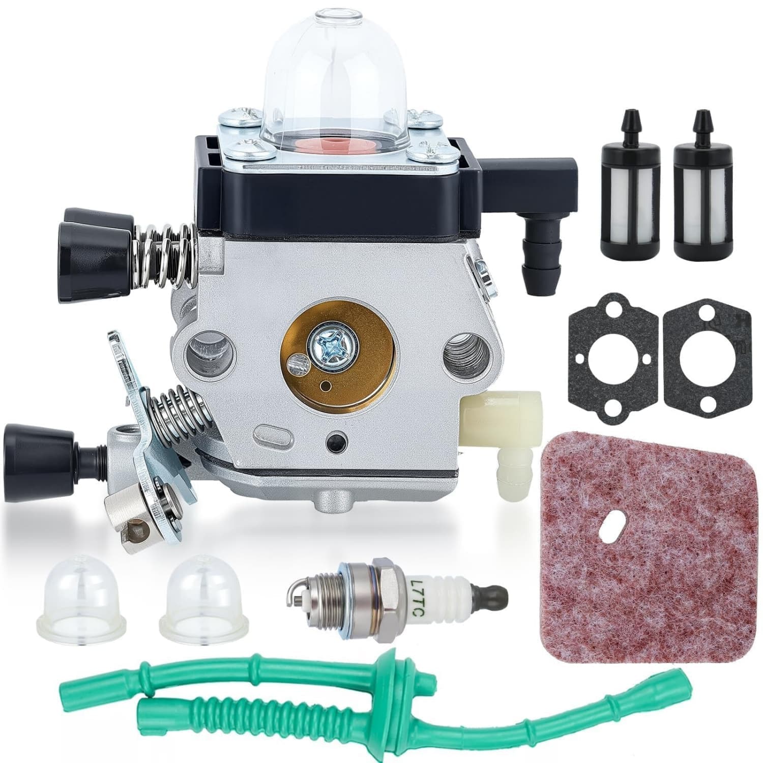 2.5in W 1-Piece Silver Carburetor Kit String Trimmer Replacement Part