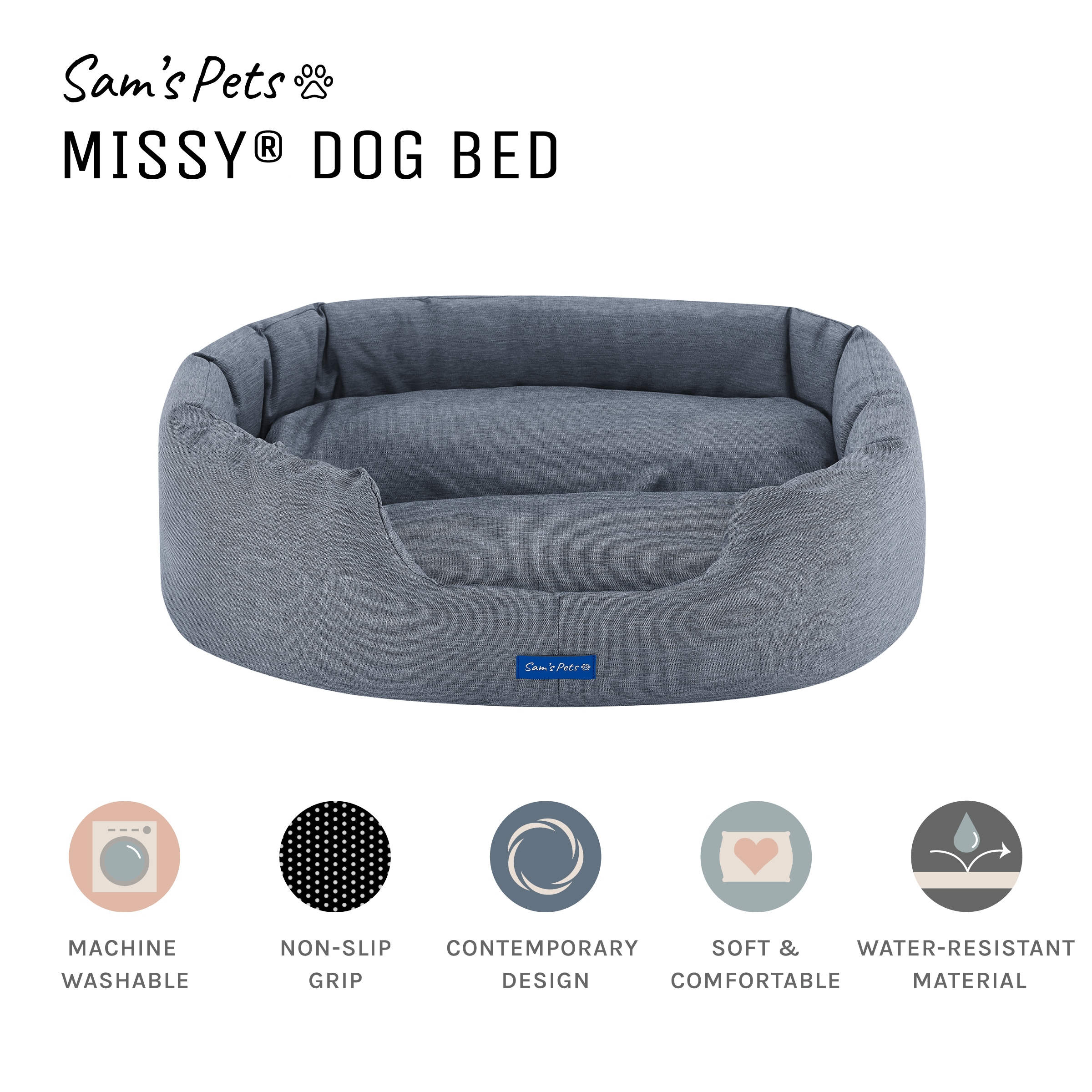 Missy Small Navy Blue Round Outdoor Pet Bed