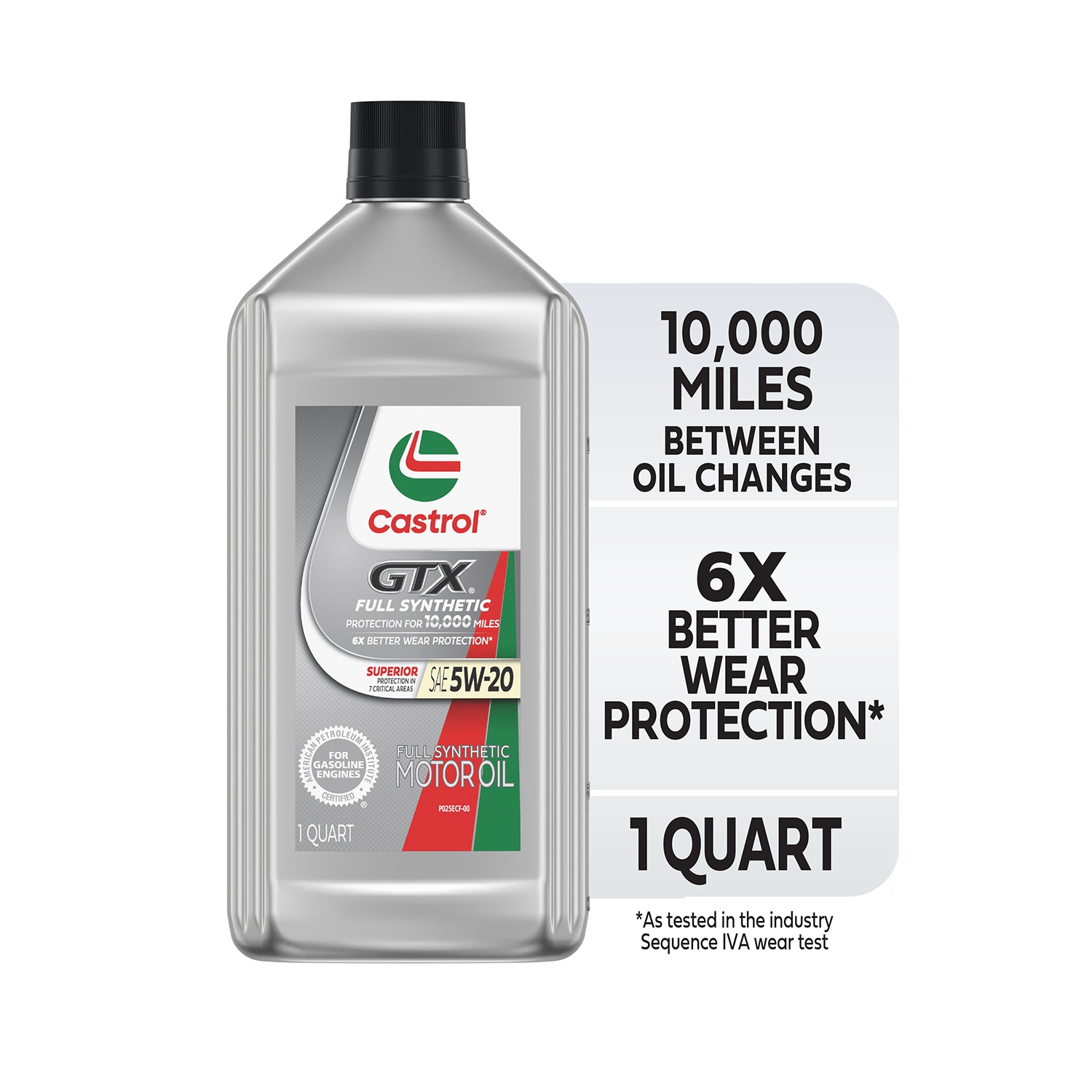 CASTROL 15E72D 1 Quart 5W-20 Full Synthetic Motor Oil for Superior Engine Protection