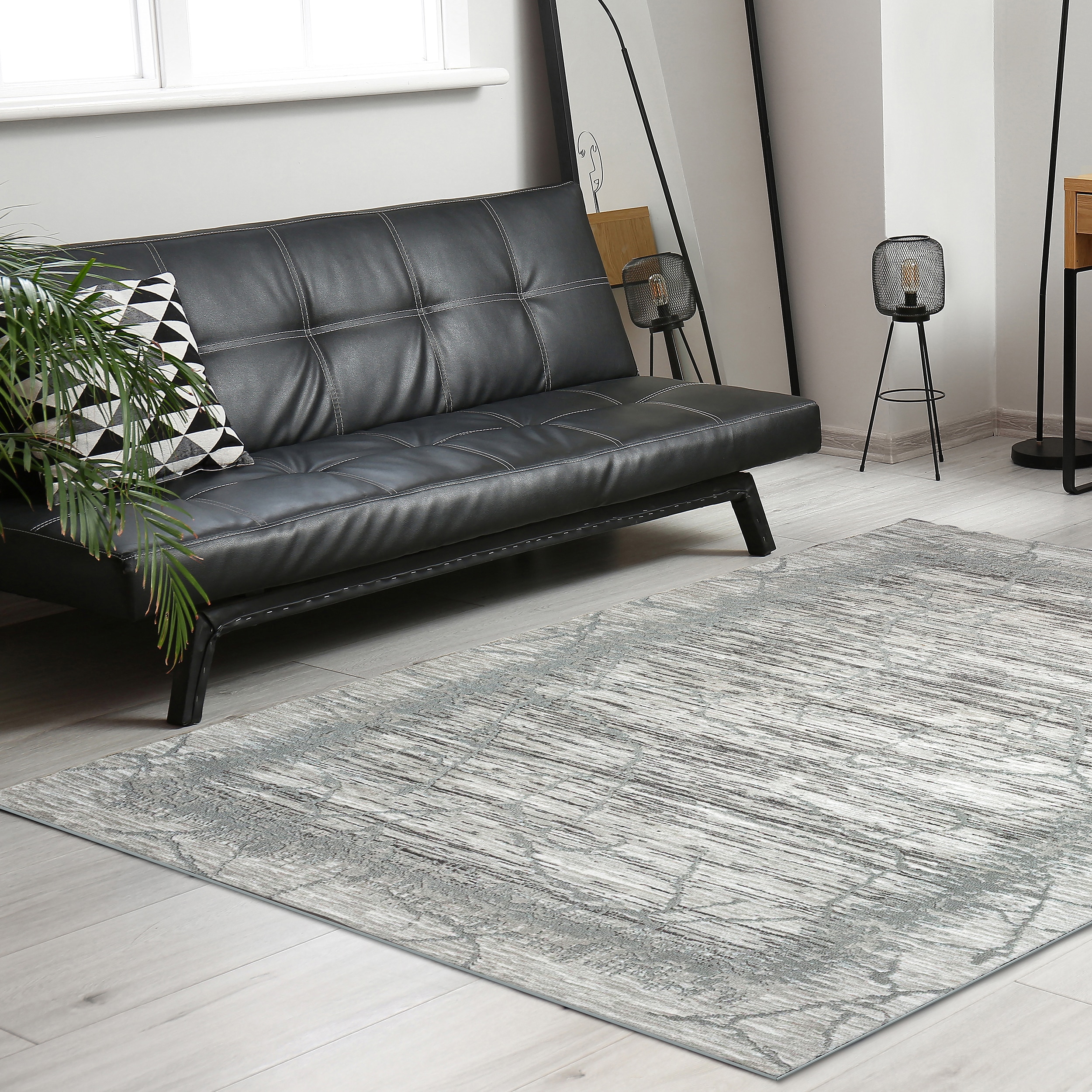 Radici USA 1229/1013/GREY Davide 8 x 10 (ft) Loomed Polypropylene Grey Rectangular Indoor Abstract Mid-Century Modern Area rug