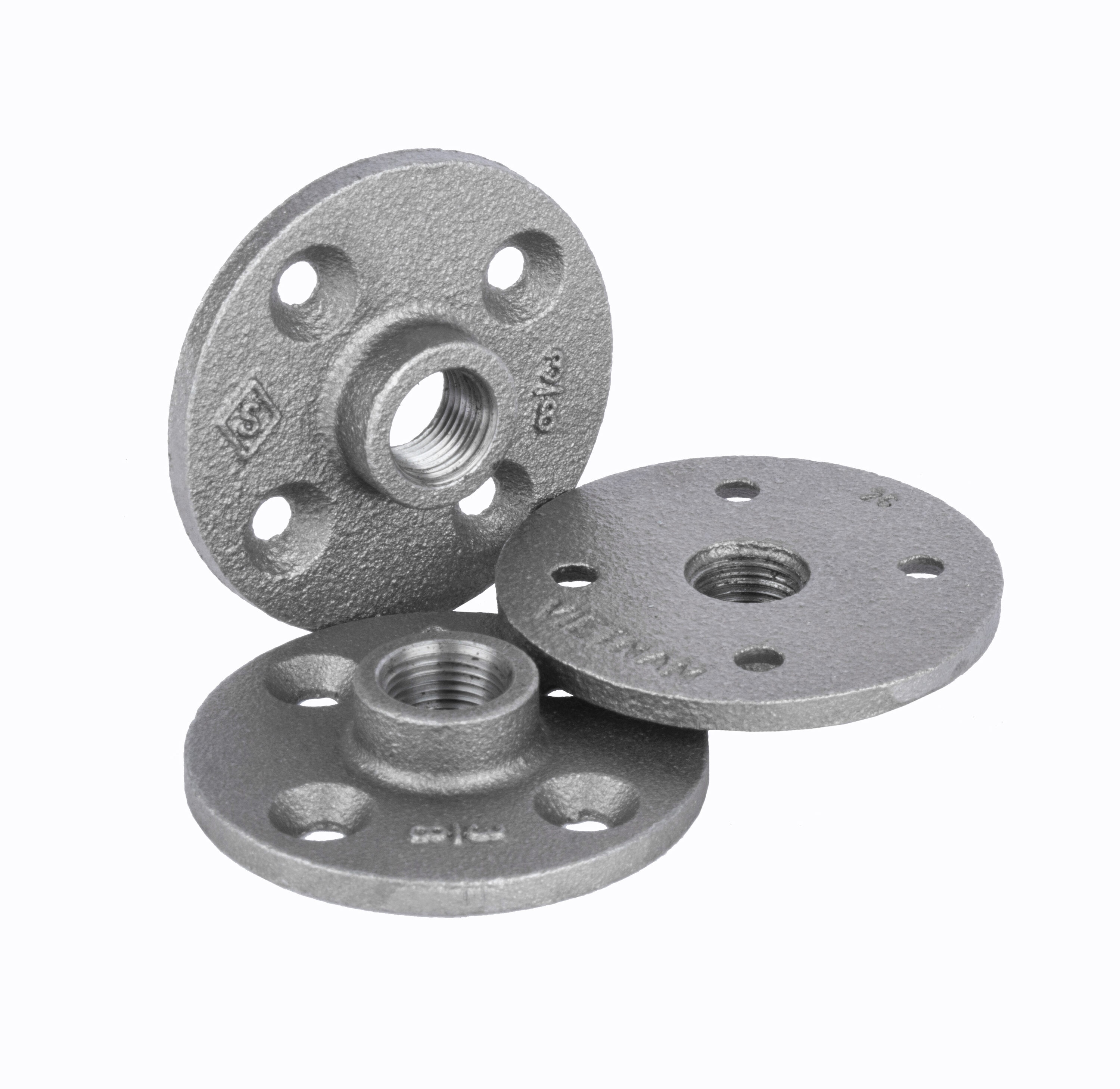 Black Malleable Iron 3/8-Inch Floor Flange, 2.75-Inch Length