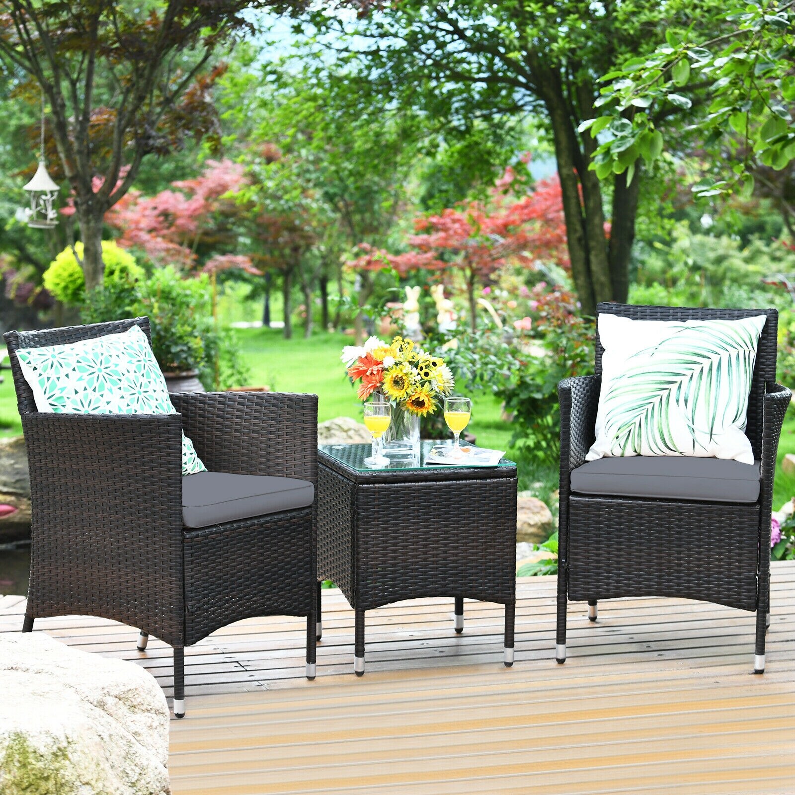 3 piece cane outdoor setting