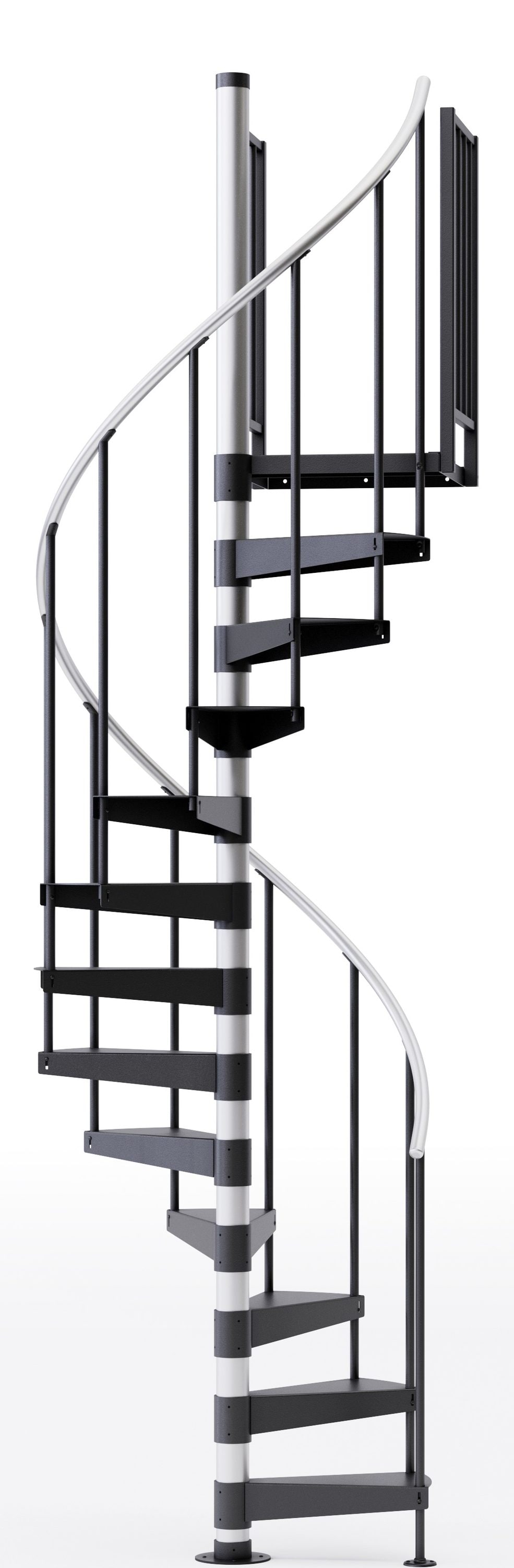 Mylen Stairs Reroute 42-in x 12.59-ft 2 Platform Rails Black Spiral Staircase Kit , Fits Height: 93.5-in to 104.5-in (10 treads) ( 10 Treads ) #EC42P10A004