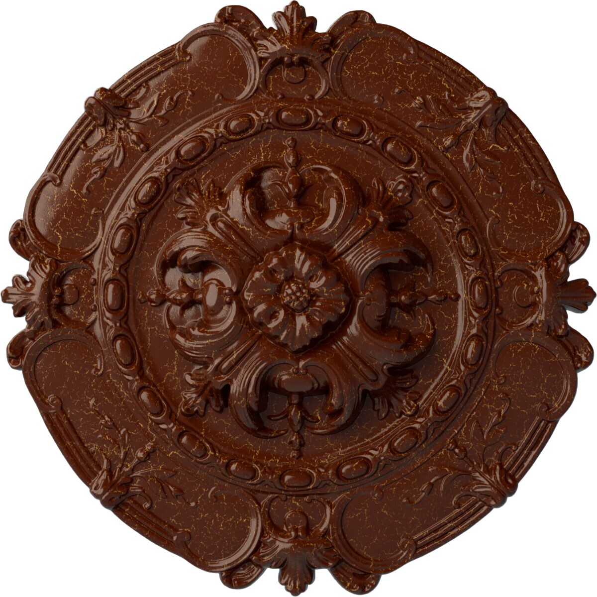 Ekena Millwork CM16SOBMC Southampton 16.5-in W x 16.5-in L Painted Burnished Mahogany Crackle Polyurethane Whole Ceiling Medallion