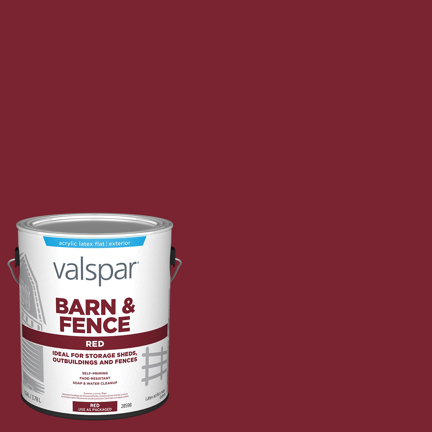 Valspar Barn and Fence Flat Red Latex Exterior Paint (1-Gallon) in
