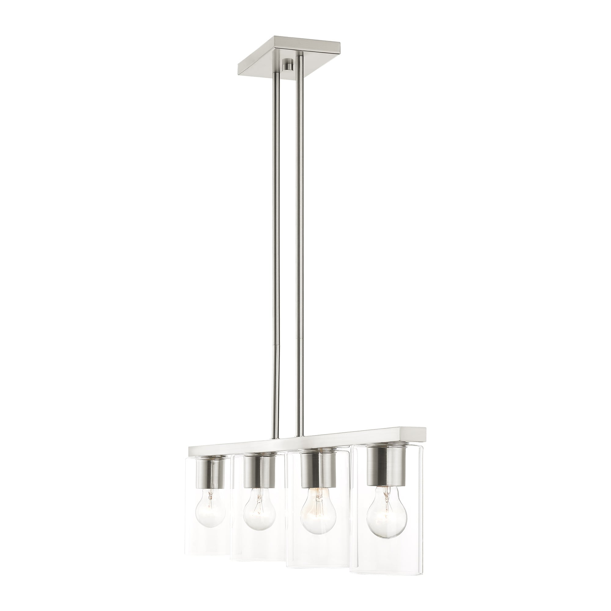 Brushed Nickel 4-Light Crystal Chandelier with Clear Glass