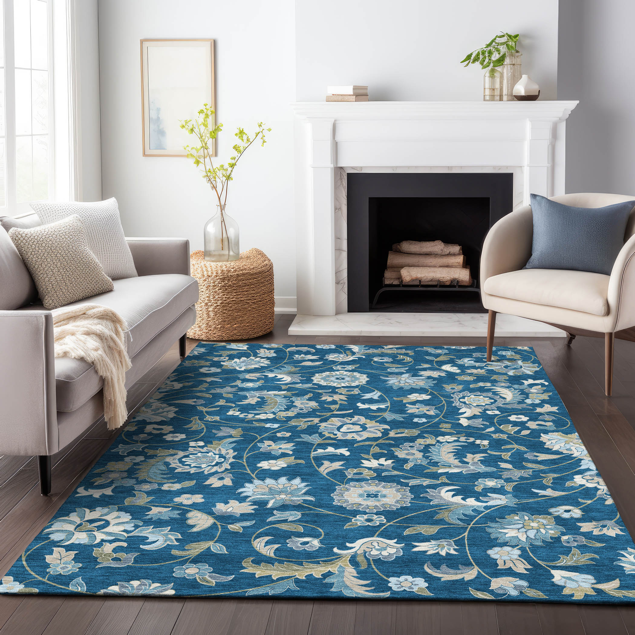 Addison Rugs ACN1006NA30X46 Chantille ACN1006NA 2 x 3 (ft) Polyester Navy Rectangular Indoor/Outdoor Geometric Machine washable Area rug