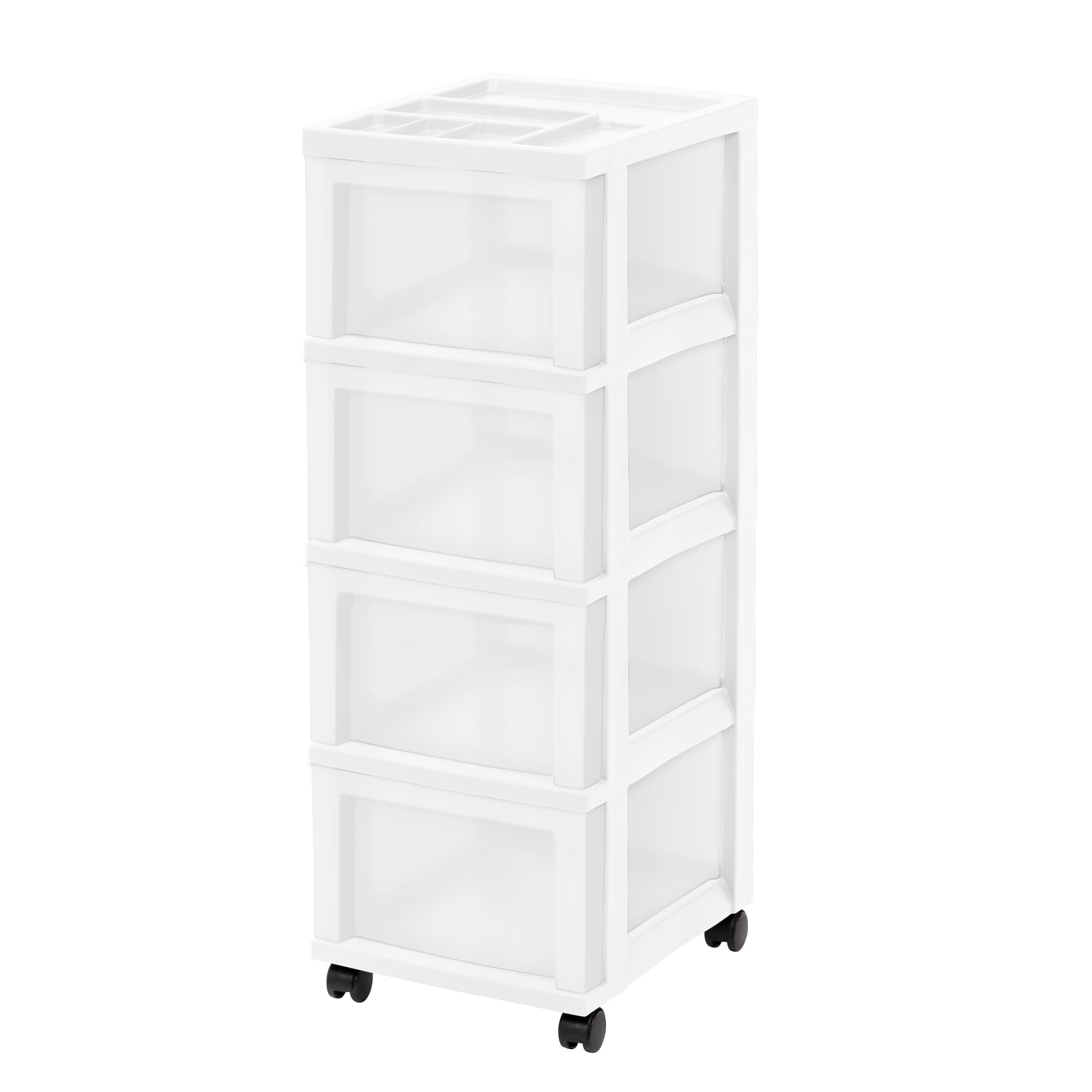 3-Tier Drawer Plastic Storage Cart with Wheels, Rolling Storage Containers with Drawers, Plastic Drawer Organizer Cart on Wheels, Narrow Cabinet