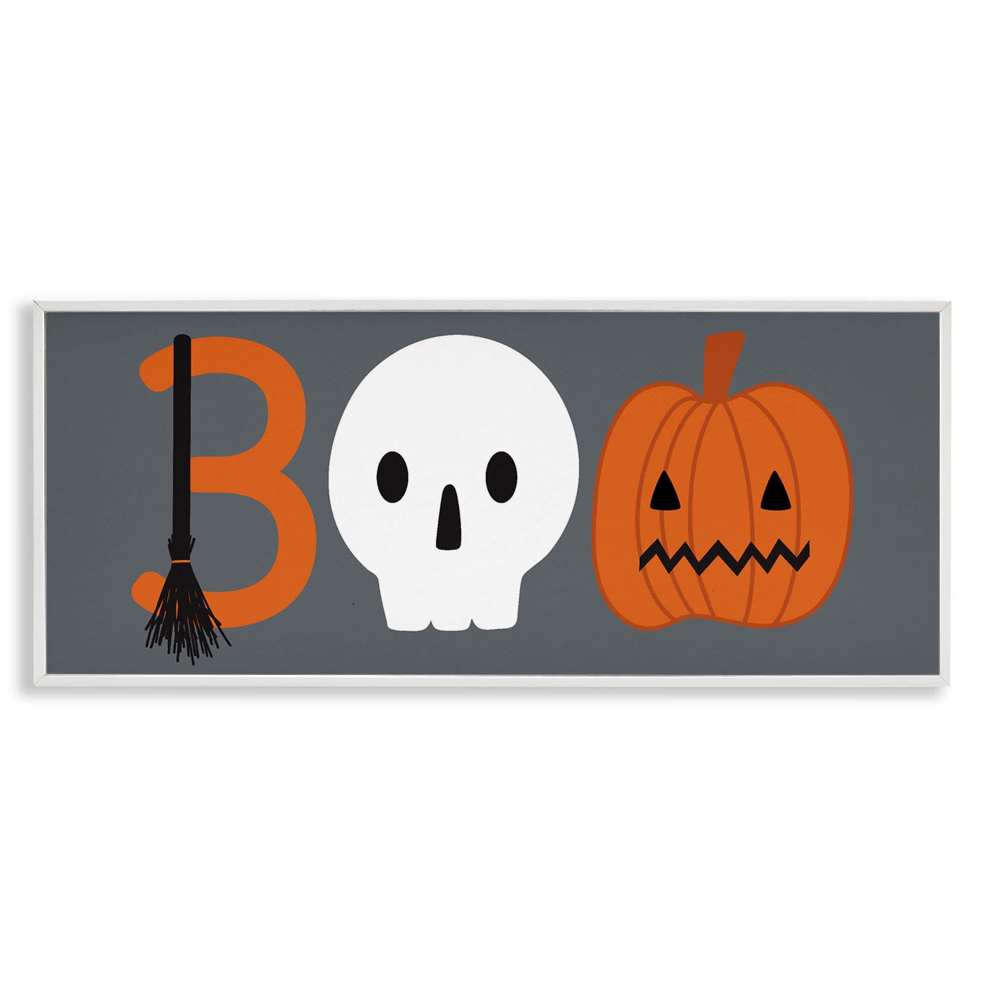 Stupell Industries BT-497-WFR-10X24 Boo Halloween Fun Typography White Framed Giclee Art By Sazerelli Designs 24 x 10