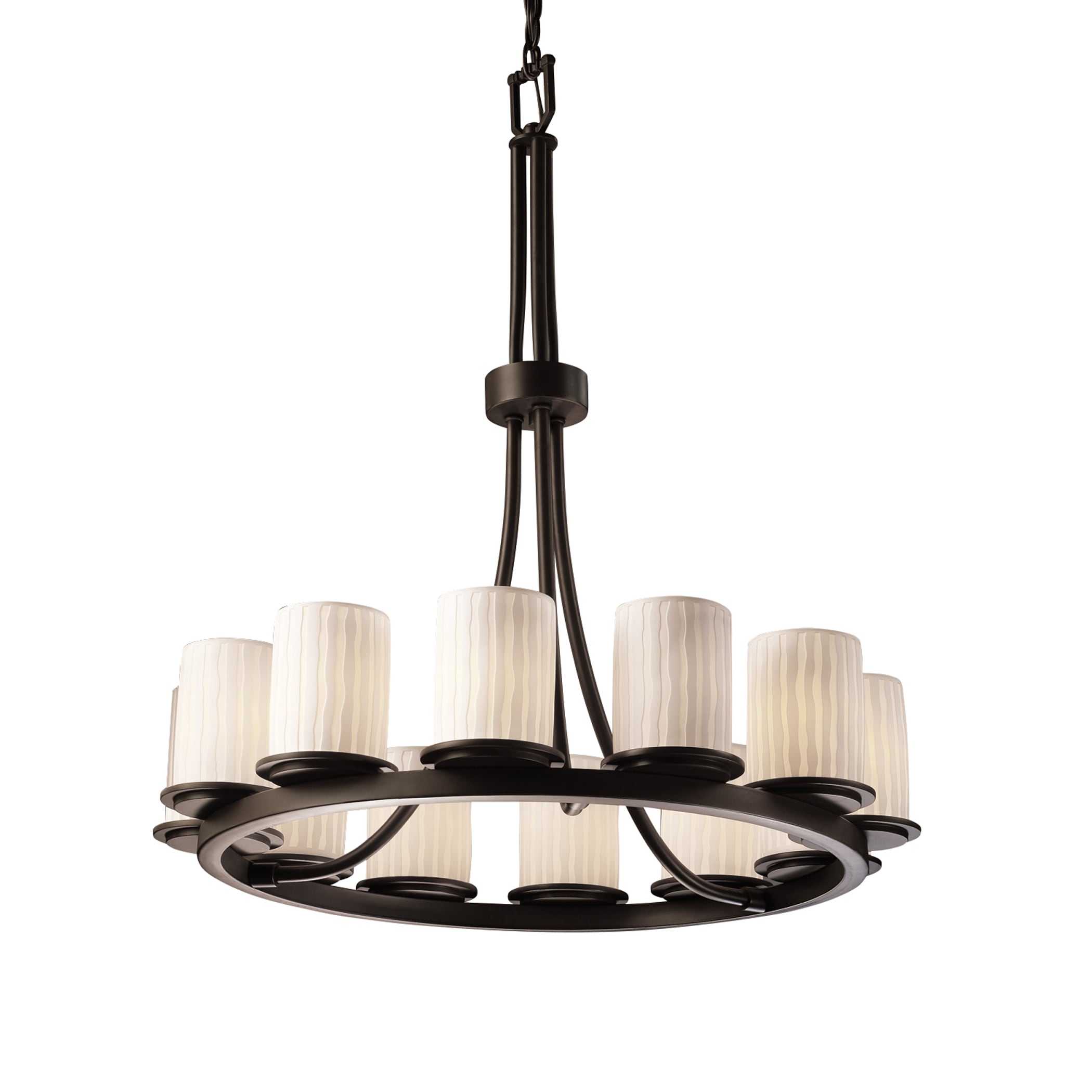 Justice Design Group POR-8763-10-WFAL-DB Limoges 12-Light Dark Bronze Transitional Damp Rated Chandelier