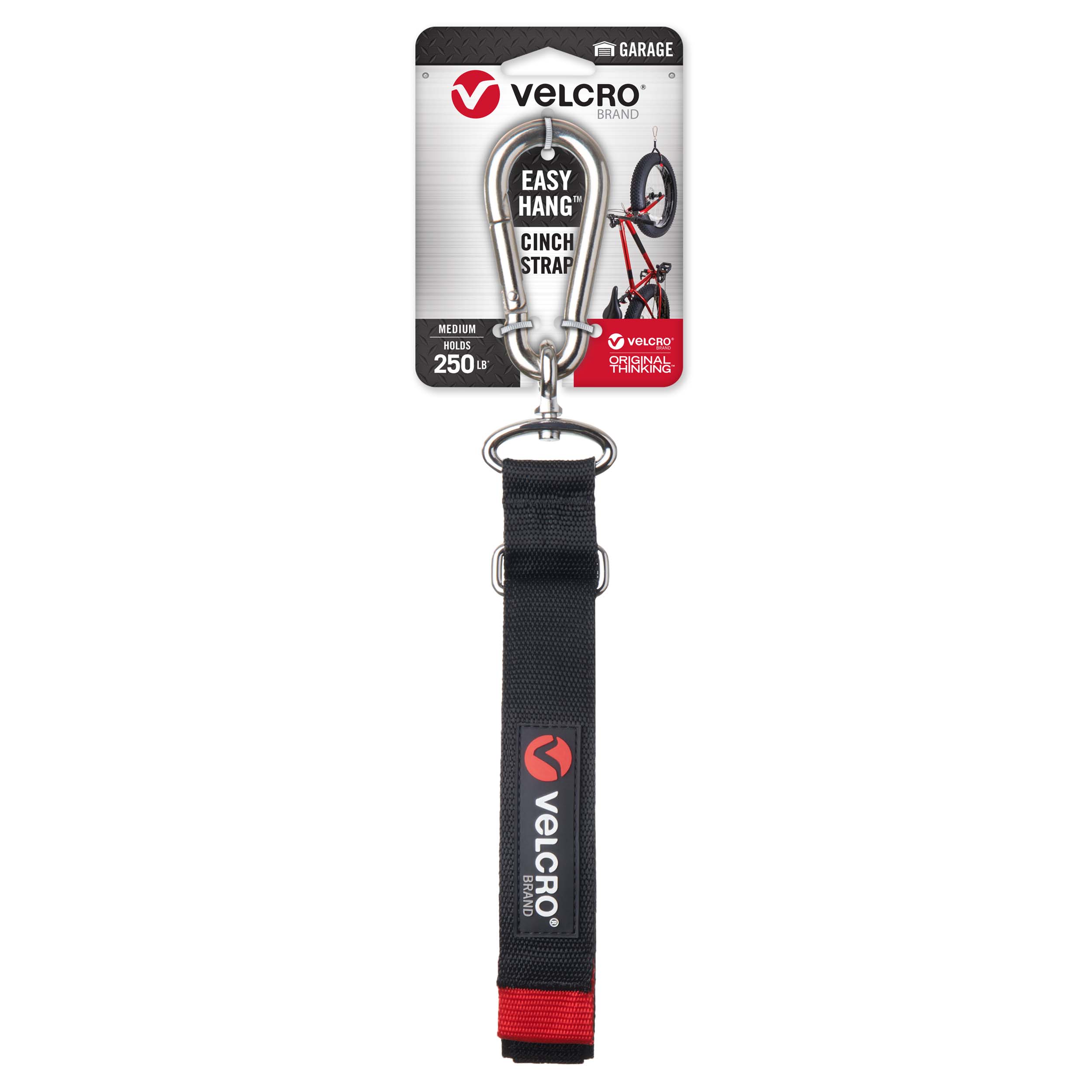 VELCRO Brand VEL-30802-USA 24 Inch Black Hooks EASY HANG Cinch Strap Medium - Holds 250 Pounds Hook loop fastener 250-lb Weight Capacity