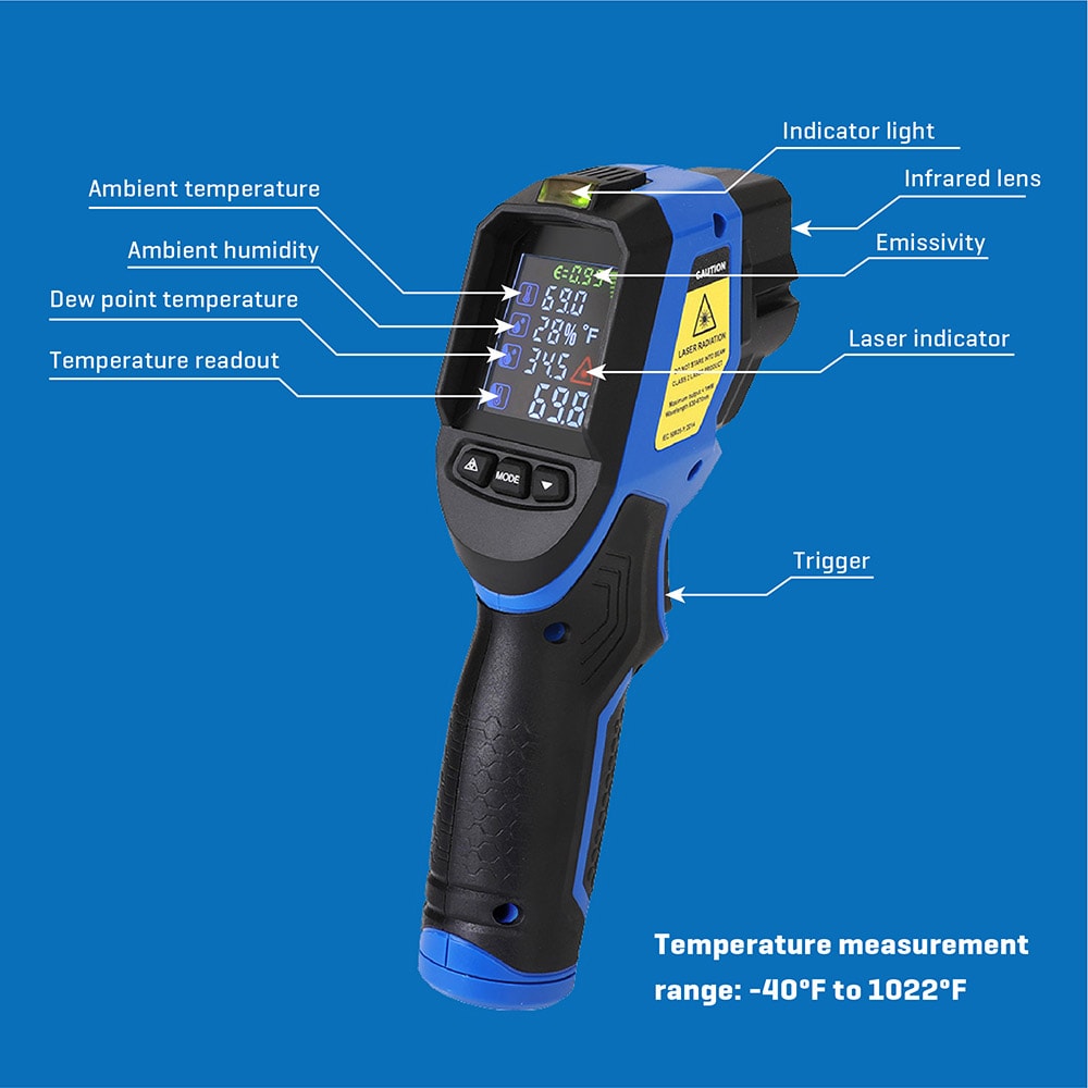 WTC-323C Infrared Thermometer RH, UV Florescence Flashlight and Mold  Detection