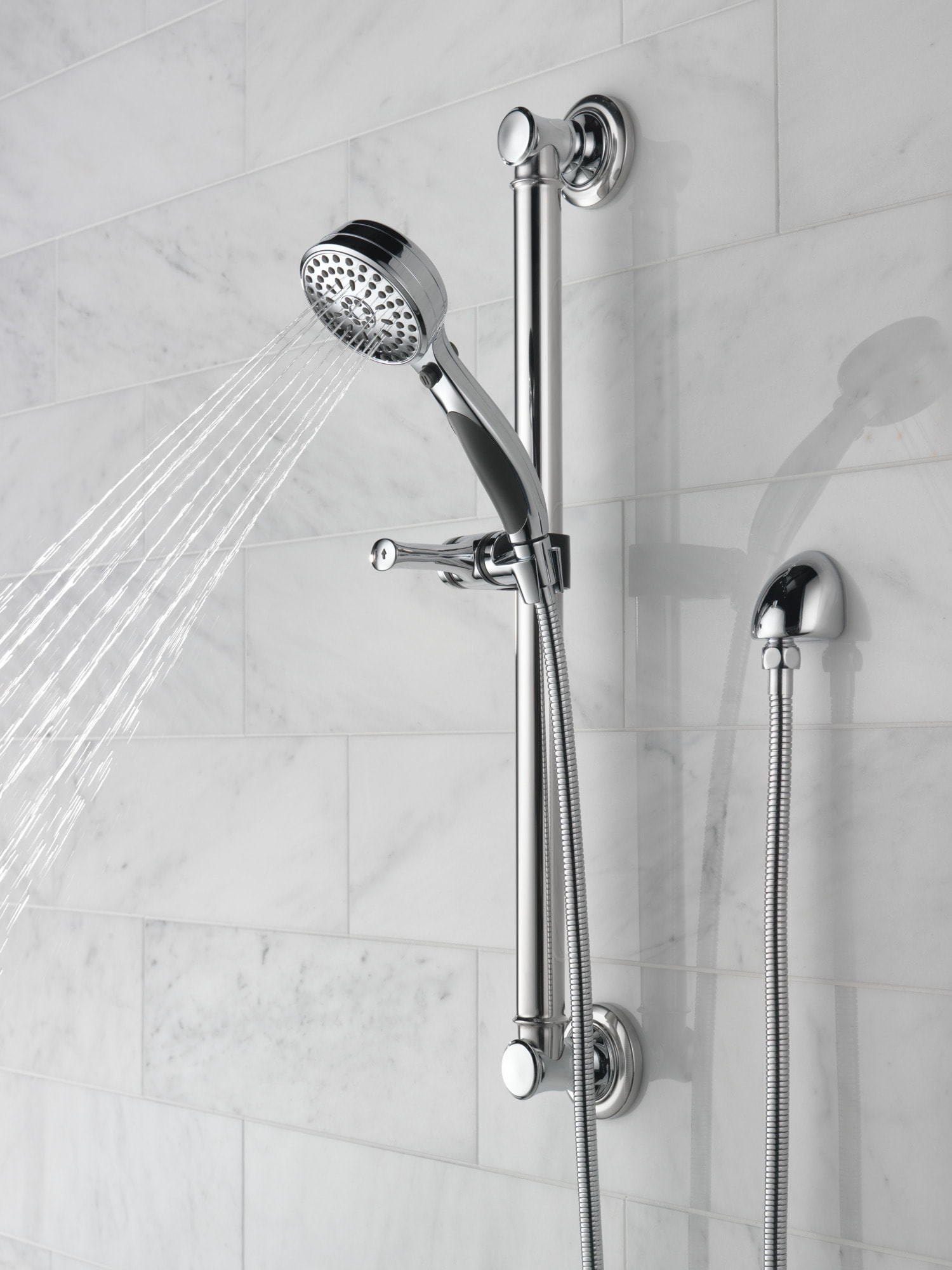 Chrome Adjustable Multi-Head Handheld Shower with Slide Bar