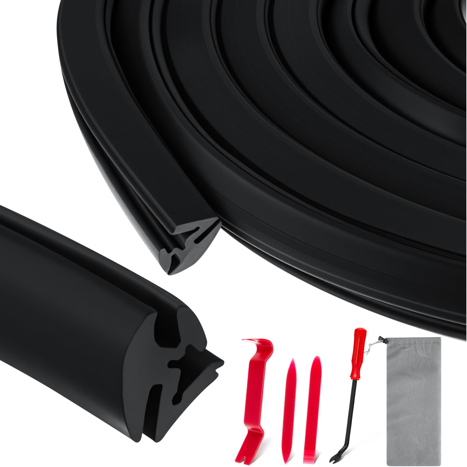 AKSCYZM  33 Feet EPDM Dense Rubber Window Locking Gasket Fits 1/4 in Glass and 1/8 in Edge One Piece Locking System Weather Stripping Seal for