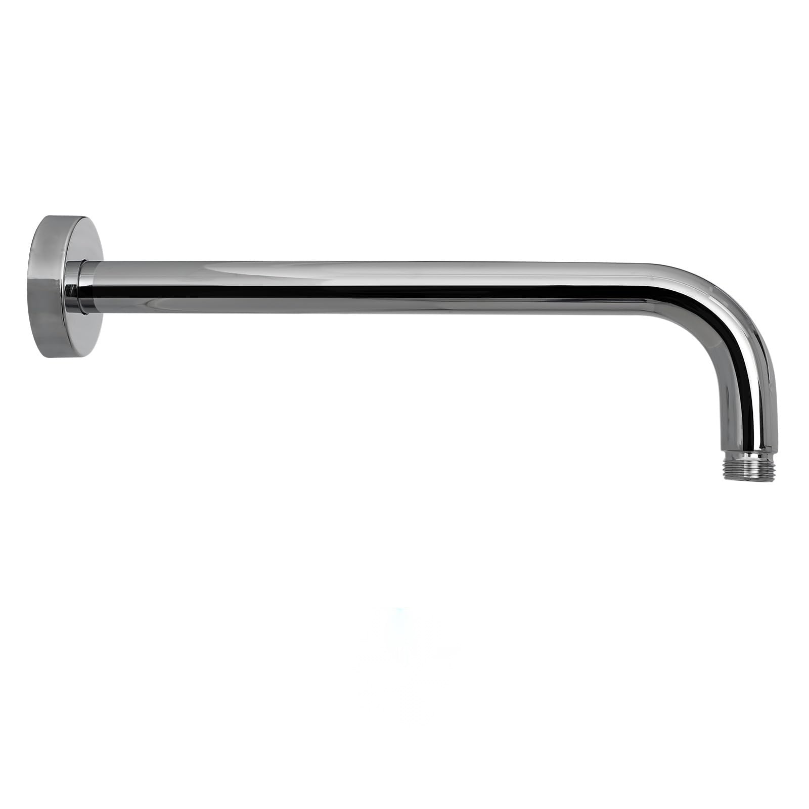 Aoibox  Shower Arm Chrome 16 Inch Extension L Shape Polished Chrome Stainless Steel Extra Thick Tube Wall Mounted Flange Half Inch NPT Standard