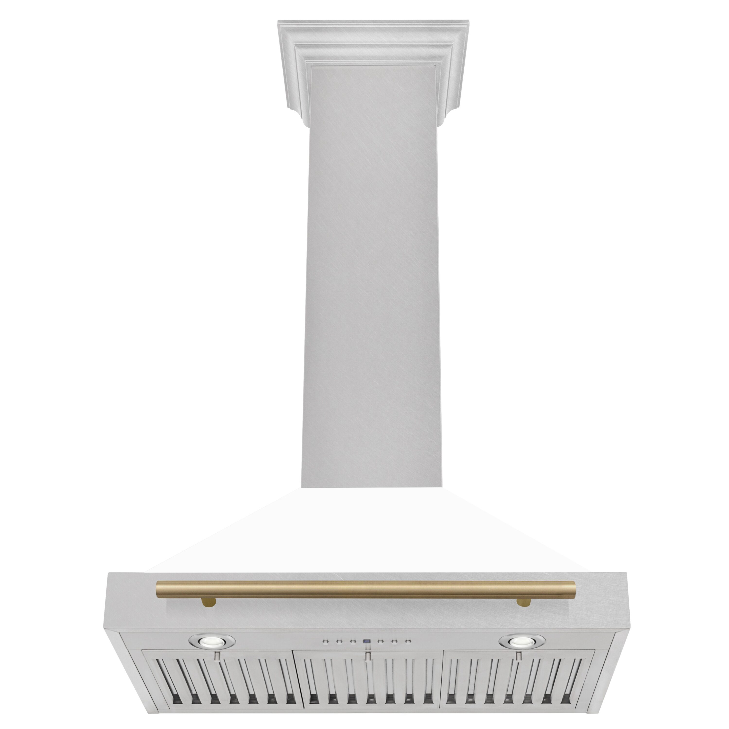 30'' White Matte and Champagne Bronze Wall Mount Range Hood