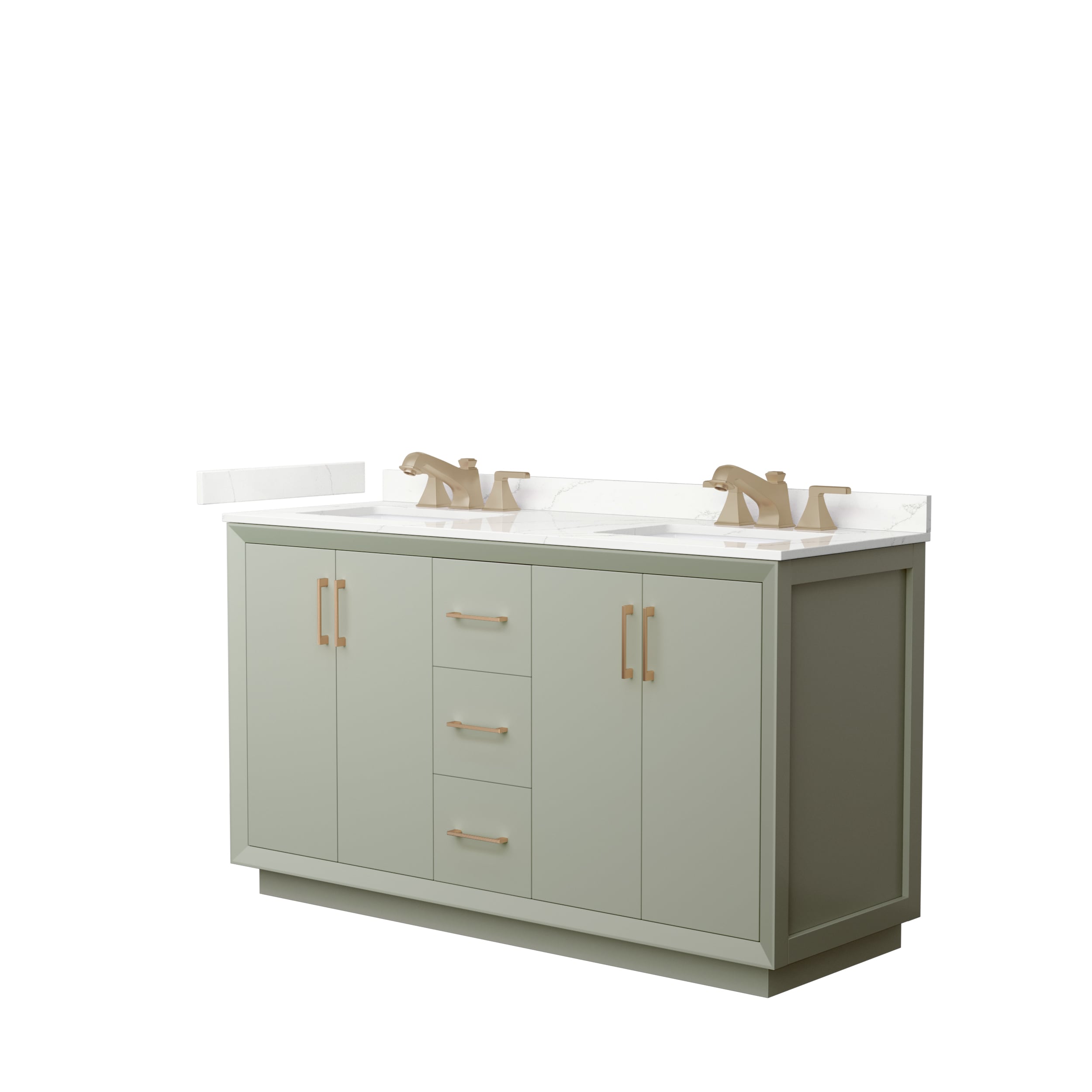 Wyndham Collection WCF414160DLZGTUS3MXX Strada 60-in Light Green Undermount Double Sink Bathroom Vanity with Giotto Quartz Top