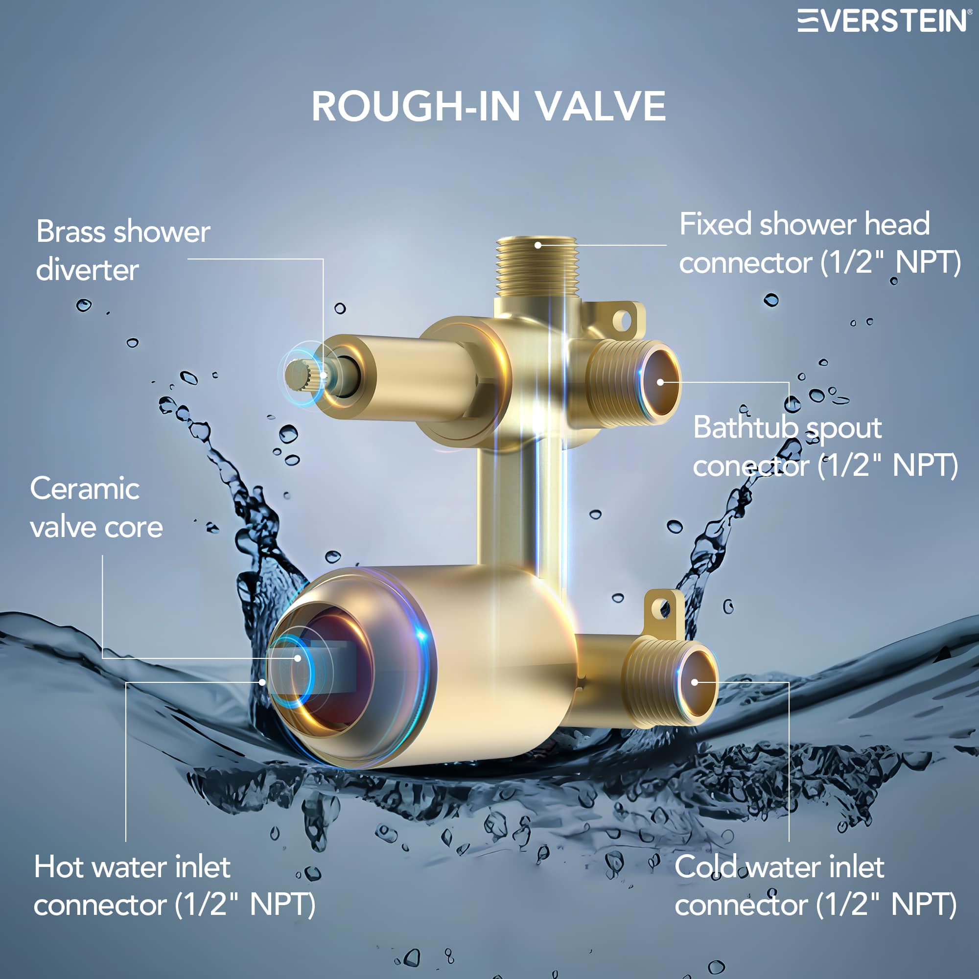 EVERSTEIN SFS-1173-GD Tub-Shower-Faucets - View #9