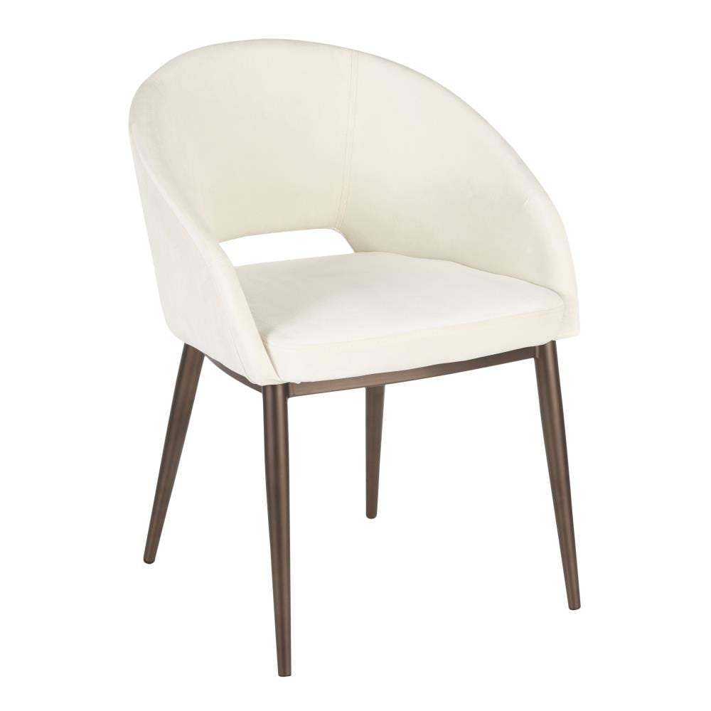 LumiSource CH-RENEE CUCR Renee Modern Copper Metal, Cream Velvet Accent Chair