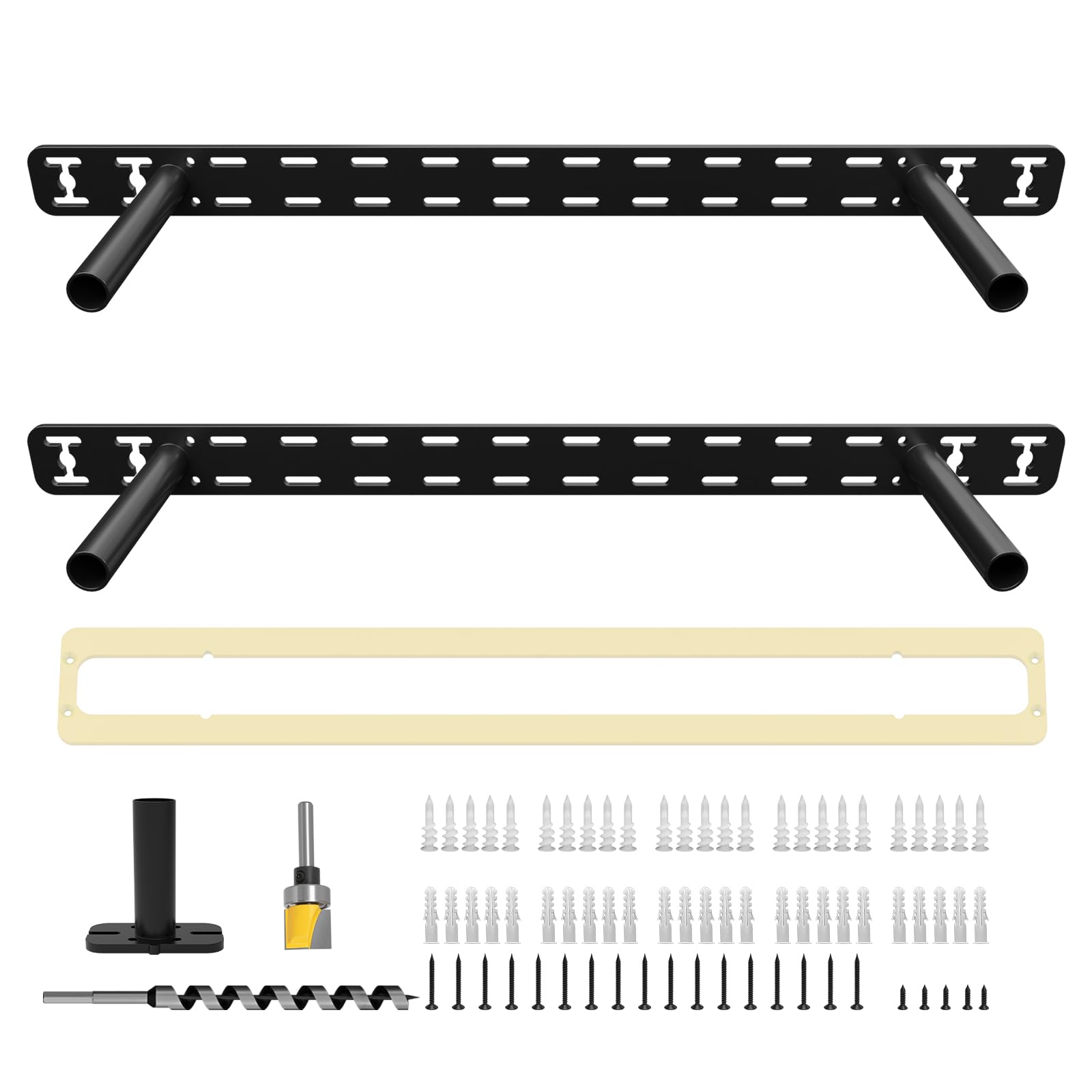 Phewnyzo  2 pcs Heavy Duty Floating Shelf Bracket Kit Invisible Wall Mount Support with Jig Tools for Wood Boards 16 x 8 x 1 5 Inch Holds 50