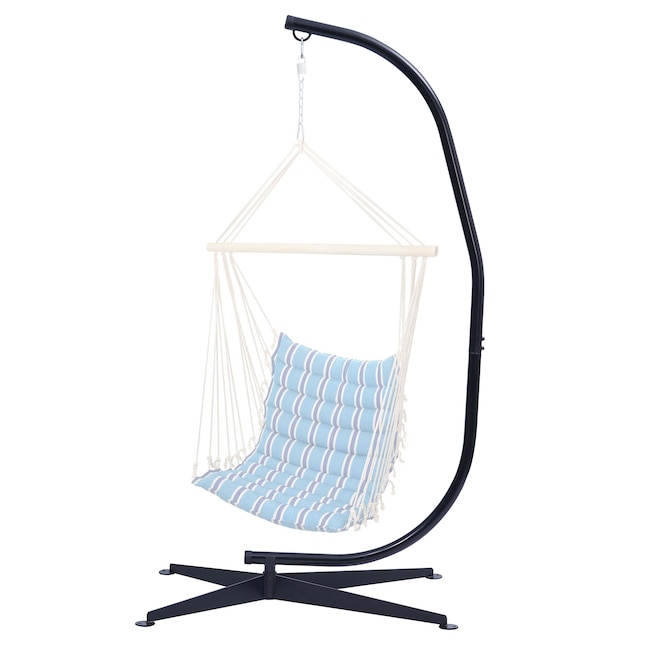 Black Outdoor Patio Hammock Chair Stand, C Shaped Hammock Chair Stand