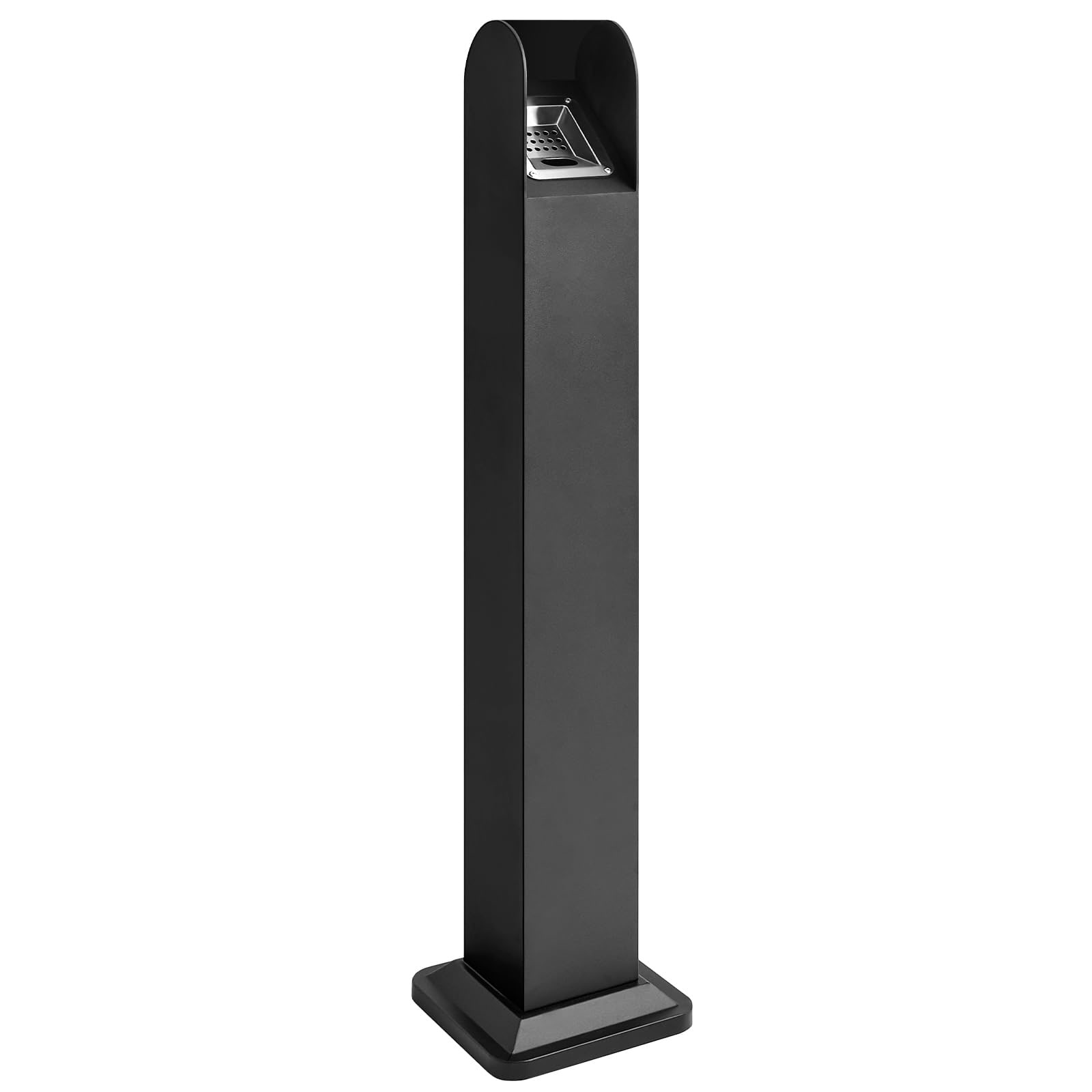 Etokfoks  outdoor standing ashtray black metal wind resistant base 43 3 inch column 29 liter inner bucket for commercial smoking areas