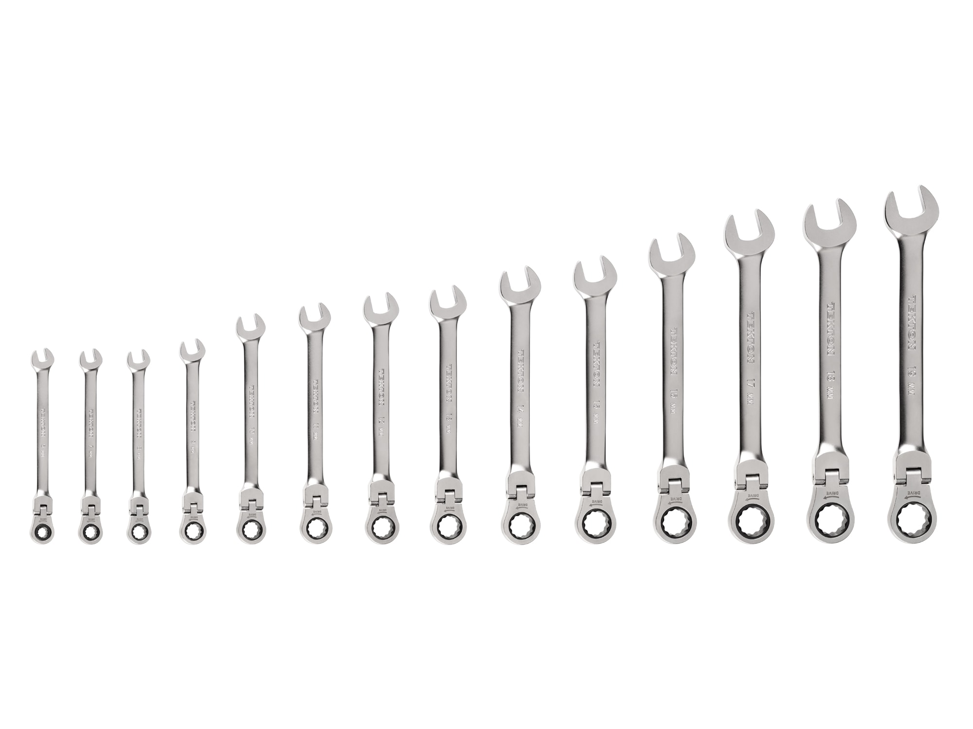 TEKTON WRC95002 14 -Piece Set Metric Flexible Head Ratchet Wrench