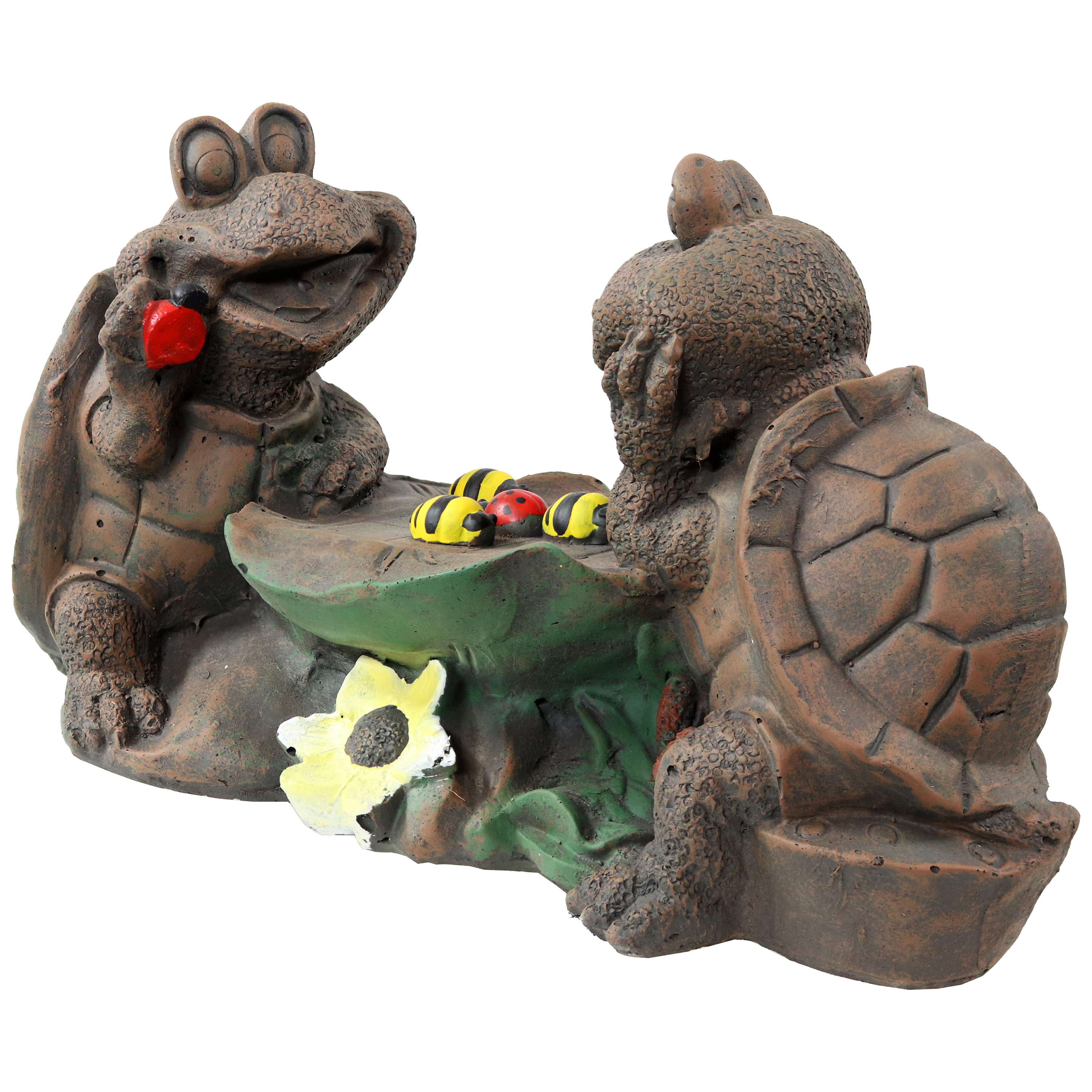 Sunnydaze 7.5-Inch Brown Concrete Turtle Tic Tac Toe Garden Statue
