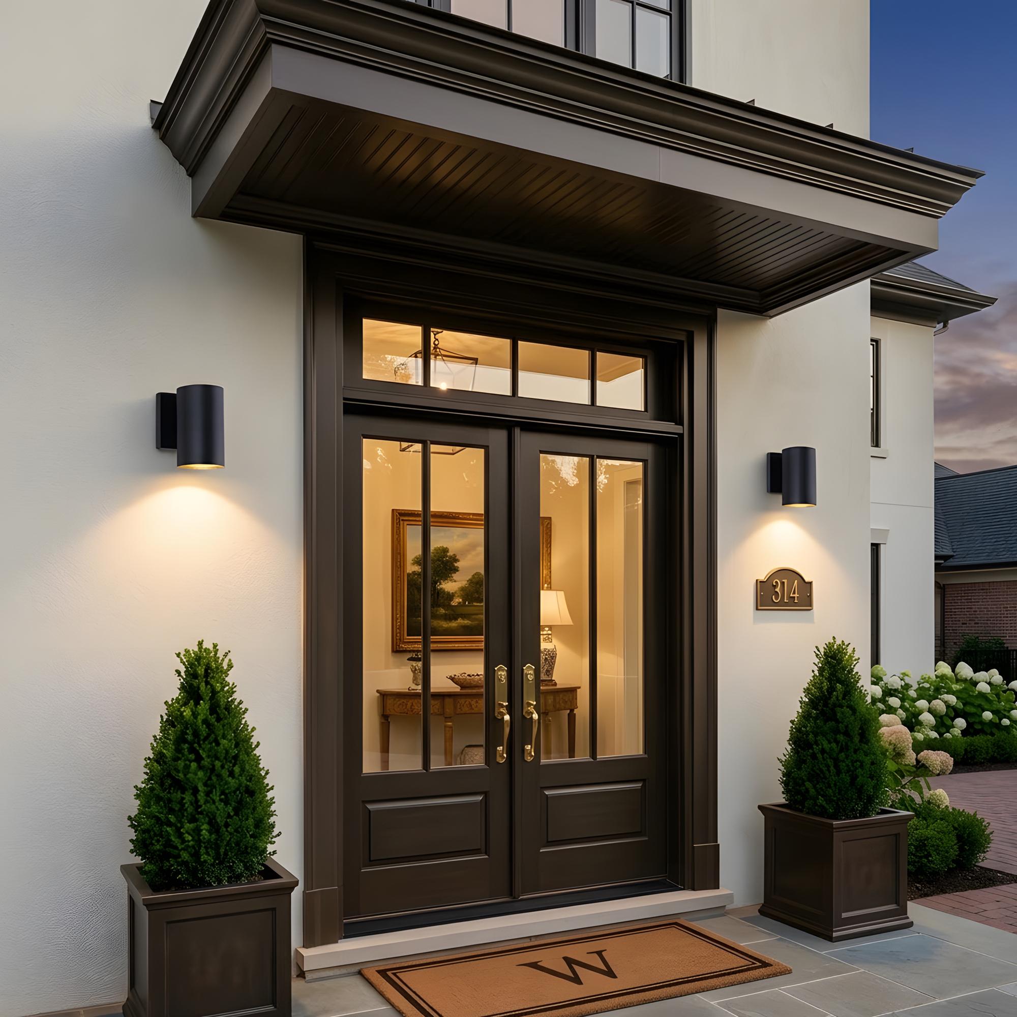RCCFBHM - 7-In Outdoor Cylinder Wall Sconce Modern Aluminum Exterior Light Fixture Weather Resist...