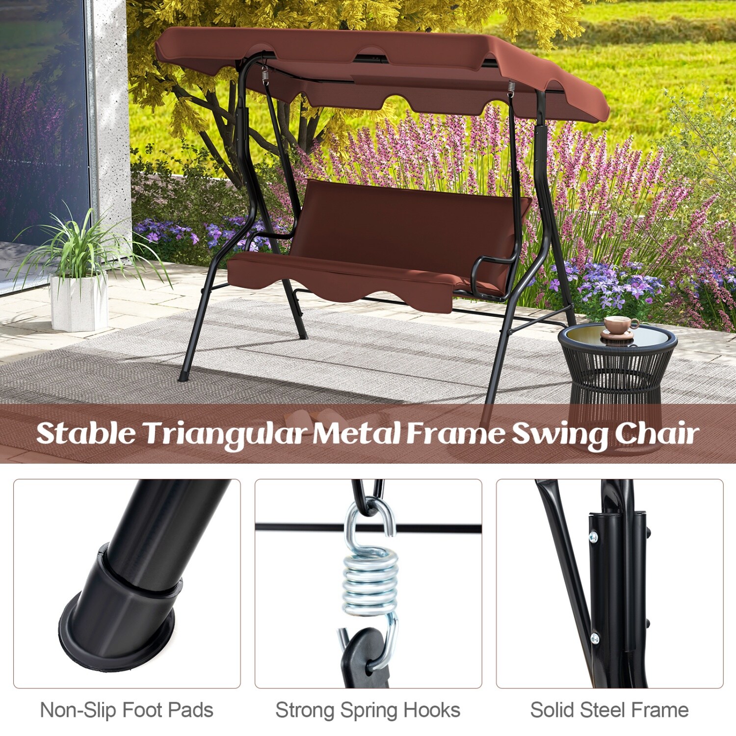 Costway CSHY005404 Replace-Porch-Swing-Glider-Tops - View #8