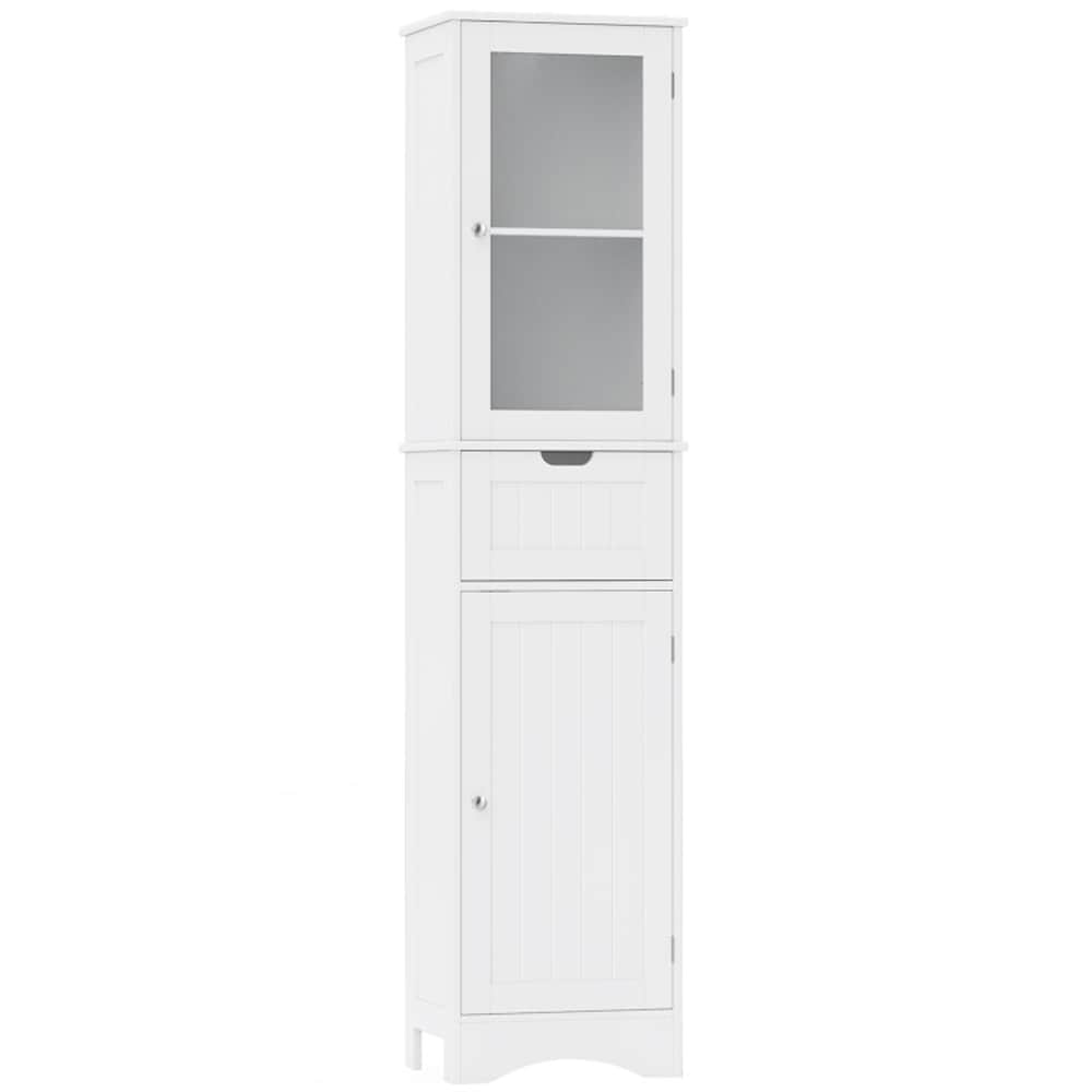 Clihome 16-in x 67-in x 12-in White Freestanding Soft Close Linen Cabinet